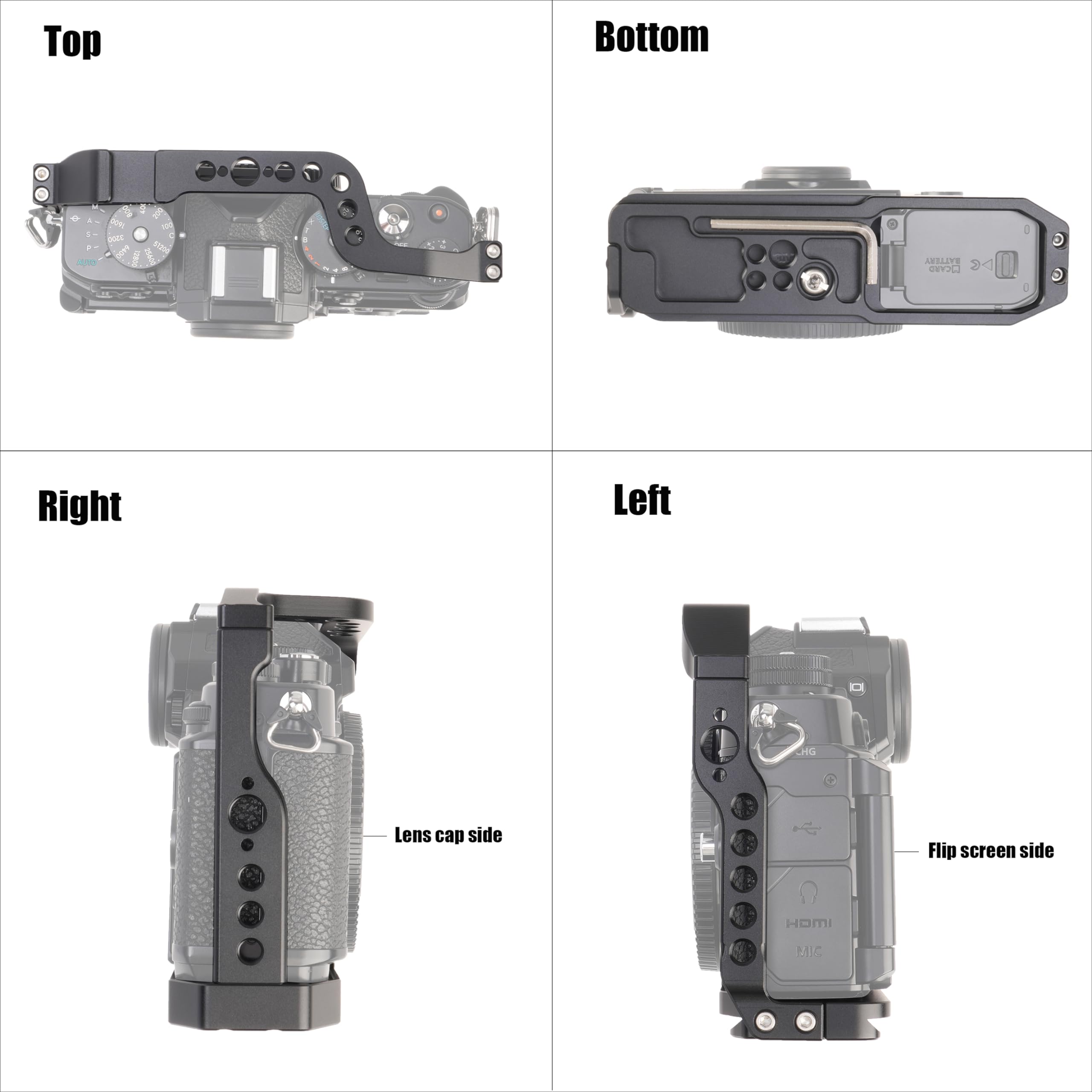 Fotga Zf Camera Cage + Top Handle For Nikon Zf Mirrorless Camera Vlog Video Shooting Film Making With 1/4"-20 3/8"-16 Holes Cold Shoe Mount,Arri Handle Locating Hole,Camera Locating Pin