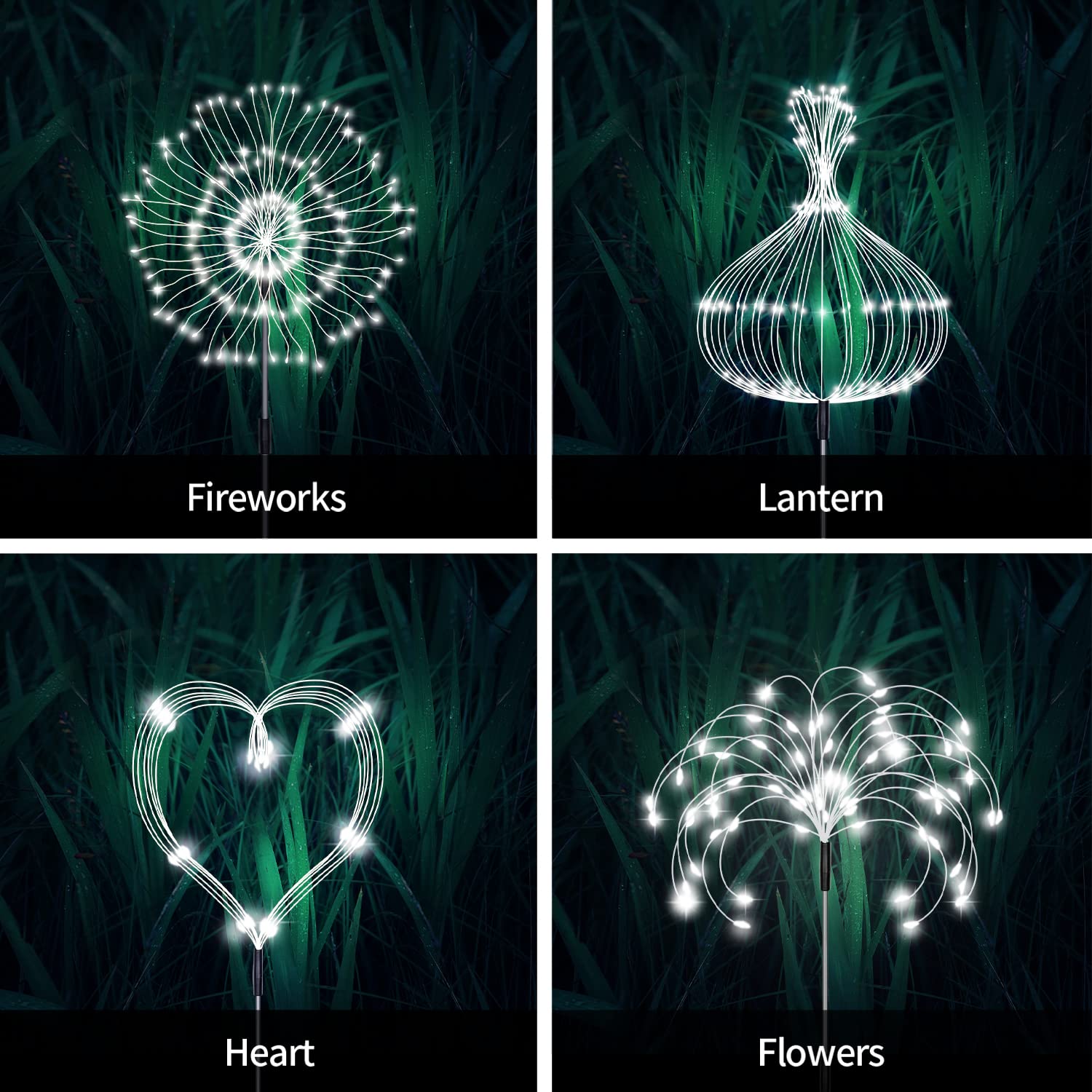 Maleyt Solar Garden Lights Outdoor Fireworks Lights, 5 Pack Decorative Solar Lamps Waterproof String Lights Diy Fairy Stake Landscape Light 8 Modes With Remote For Lawn Backyard Patio Pathway(Cool White)