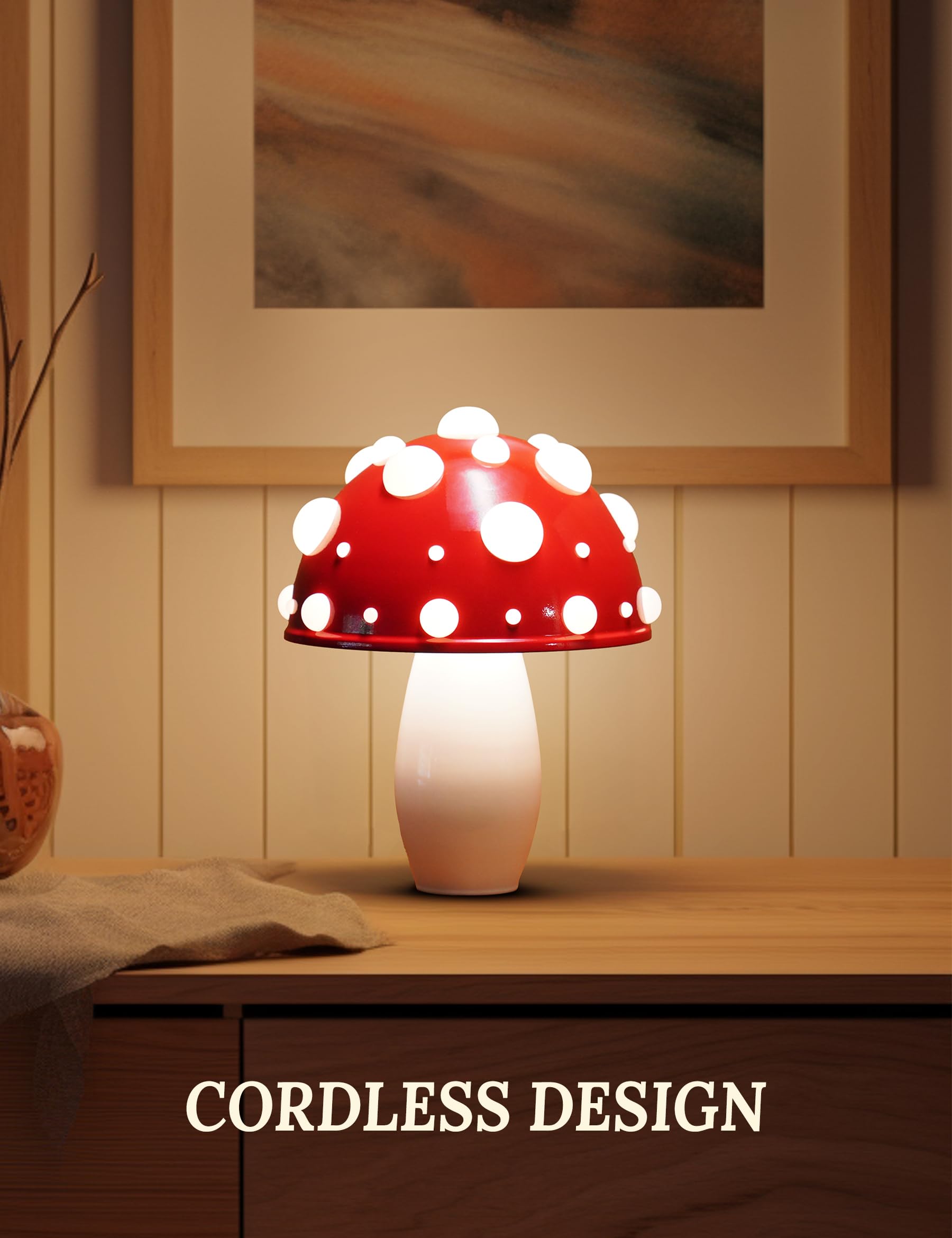 Nihome Mushroom Led Table Lamp, Adjustable Warm & White Lighting Child-Safe Touch-Controlled Brightness For Bedroom, Living Room & Office Decor, Includes 2 Bulbs For Customizable Ambiance (White Base)