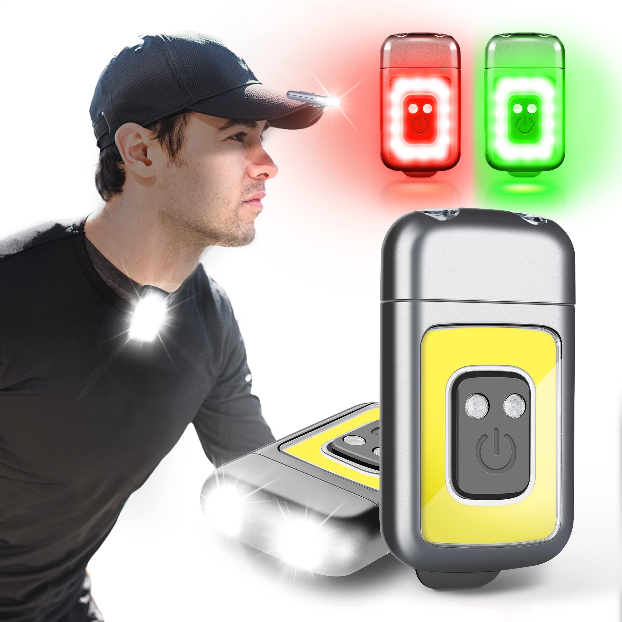 Eguku Running Light, 2Pack Clip On Running Lights For Runners At Night 5 Light Modes Usb Rechargeable Led Lights Wearable Small Lightweight Jogging Lights For Outdoor Running Jogger Walking