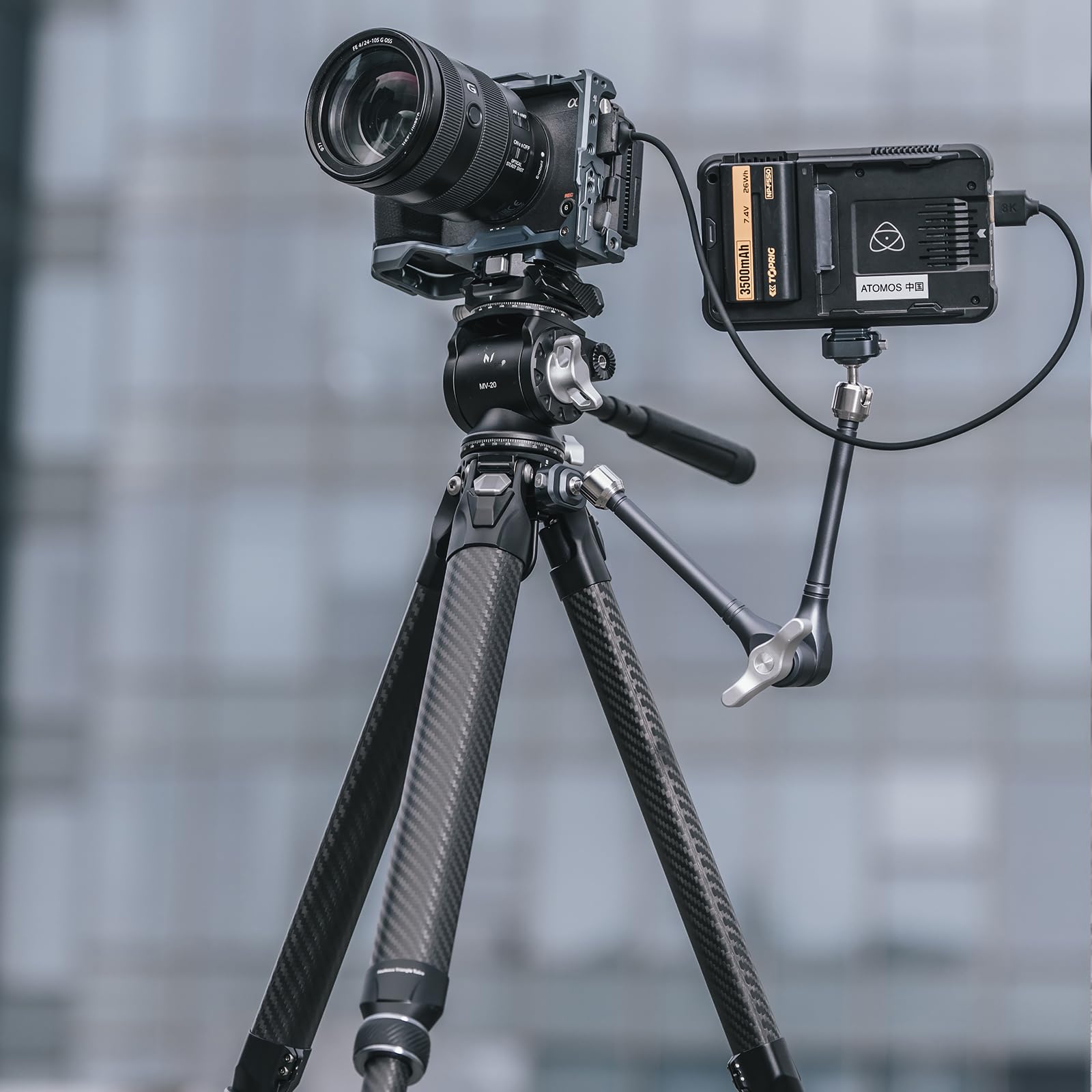 Kongeeker Falcam Treeroot F38 Pro Carbon Fiber Tripod, 61" Quick Lock Travel Tripod, 5Kg Load, F22 Interfaces, 1/4" Screw, Carry Strap Holes For Dslr, Mirrorless, And Video Cameras (R140T)