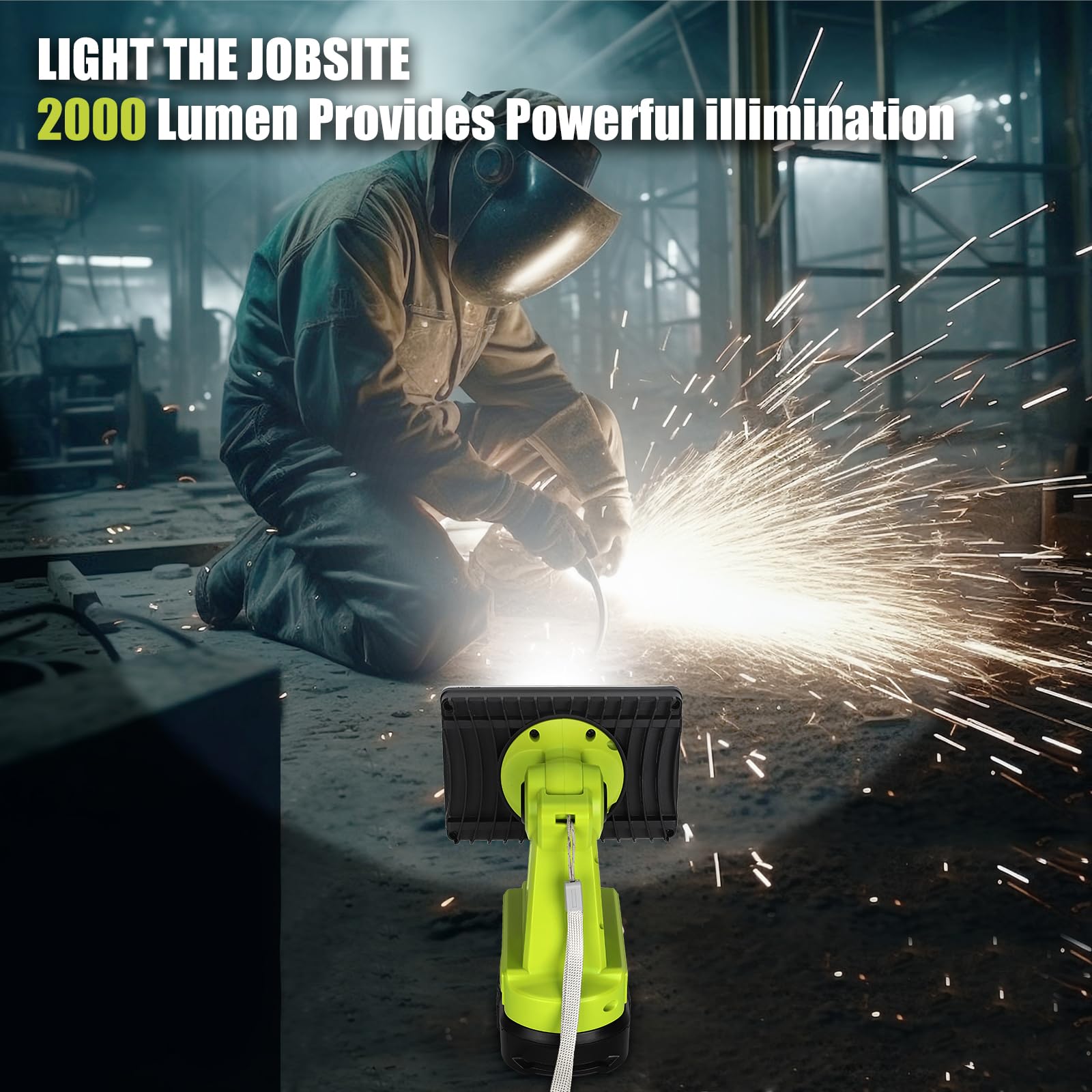 Philophca 18V Light Compatible With Ryobi 18V Battery,18W 2000Lm Spotlight With Usb Port, Zinc Alloy 110 Degree Pivoting Head, Led Work Light Floodlight Spotlight