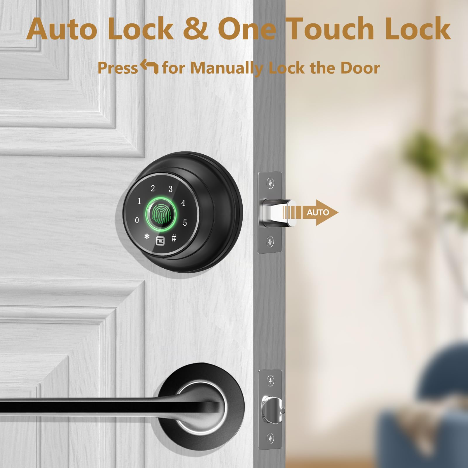 Geektale 4-In-1 Keyless Entry Door Lock, Fingerprint Door Lock With Keypad, Biometric Smart Lock Deadbolt For Front Door, App Control