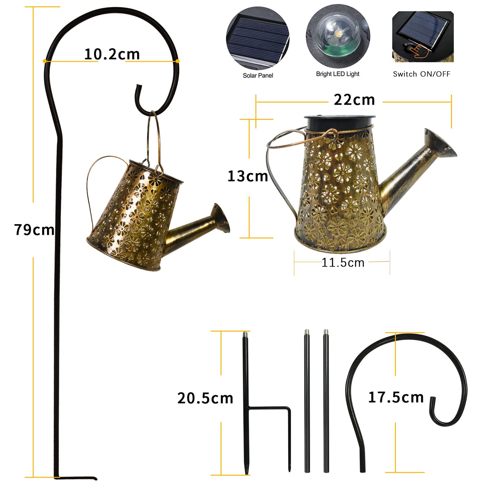 Nepivel Solar Watering Can With Lights Outdoor,Hanging Solar Lantern,Metal Waterproof Garden Lights Decorations Gift For Table Patio Yards Pathway Party, Yard Decorations Outdoor