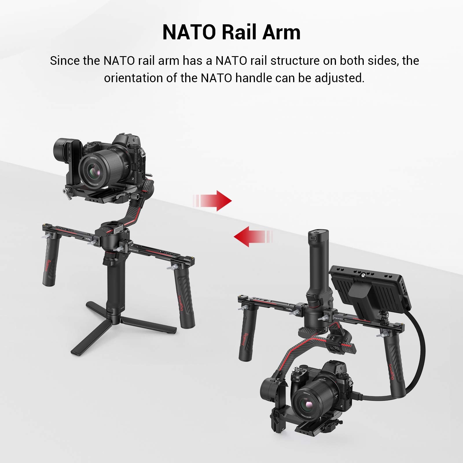 Smallrig Dual Handle Handgrip For Dji Rs 4 /Rs 4 Pro/Rs 3 / Rs 3 Pro/Rs 2 / Rsc 2 Gimbal, Gimbal Handle Grip With Nato Rails, Cold Shoe, 1/4"-20 & 3/8"-16 Threaded Holes