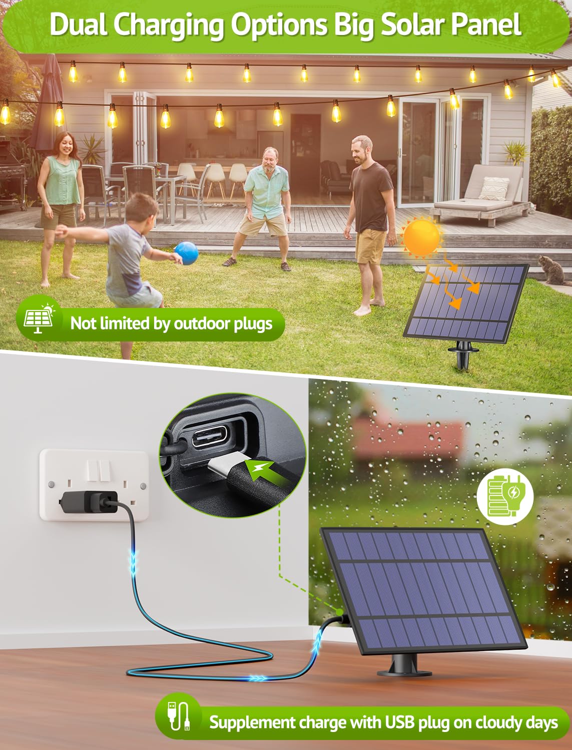 Larkvue 48Ft Solar String Lights Outdoor With Remote, Waterproof Dimmable Patio Lights With 18+1 Led St38 Bulbs 3 Modes Hanging Lighting For Backyard