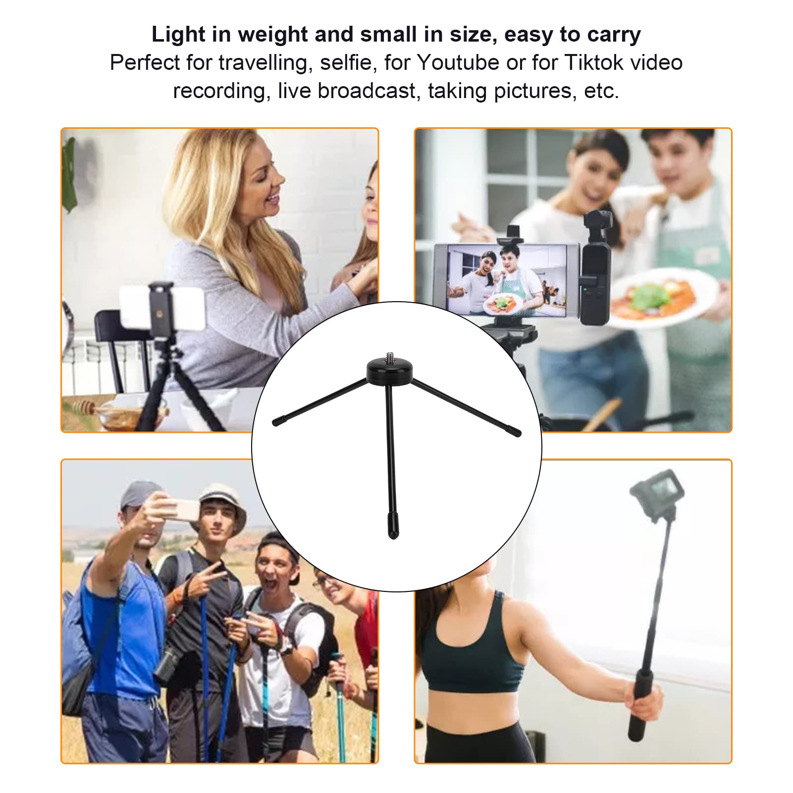 Gowenic Mini Tabletop Tripod, Desktop Tabletop Stand 1/4In Adapter Stainless Steel Metal Mini Tripod, Portable Desktop Mini Tripod Stand Micro Single Photography For Digital Slr Mobile Phone