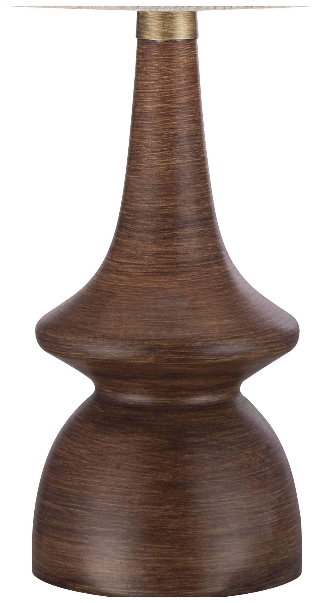 360 Lighting Rexford Mid Century Modern Table Lamp 24" High Walnut Faux Wood Brown Off White Linen Tapered Drum Shade For Bedroom Living Room House Home Bedside Nightstand Office Kids Family