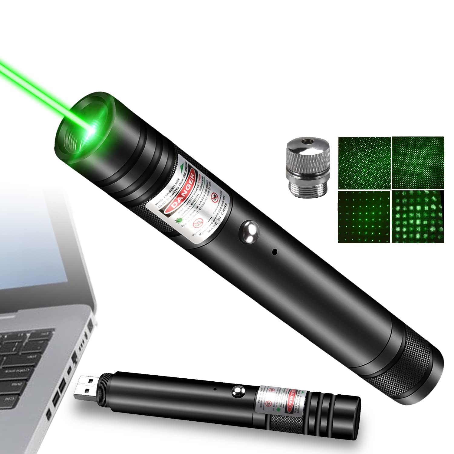 Fuiikeem Edc Pen Light, Green Laser Pointer, Rechargeable Led Flashlight With Laser Pointer For Tv/Led/Lcd Screens Presentation Office, Outdoor Uses, Adventure, Professional Business 