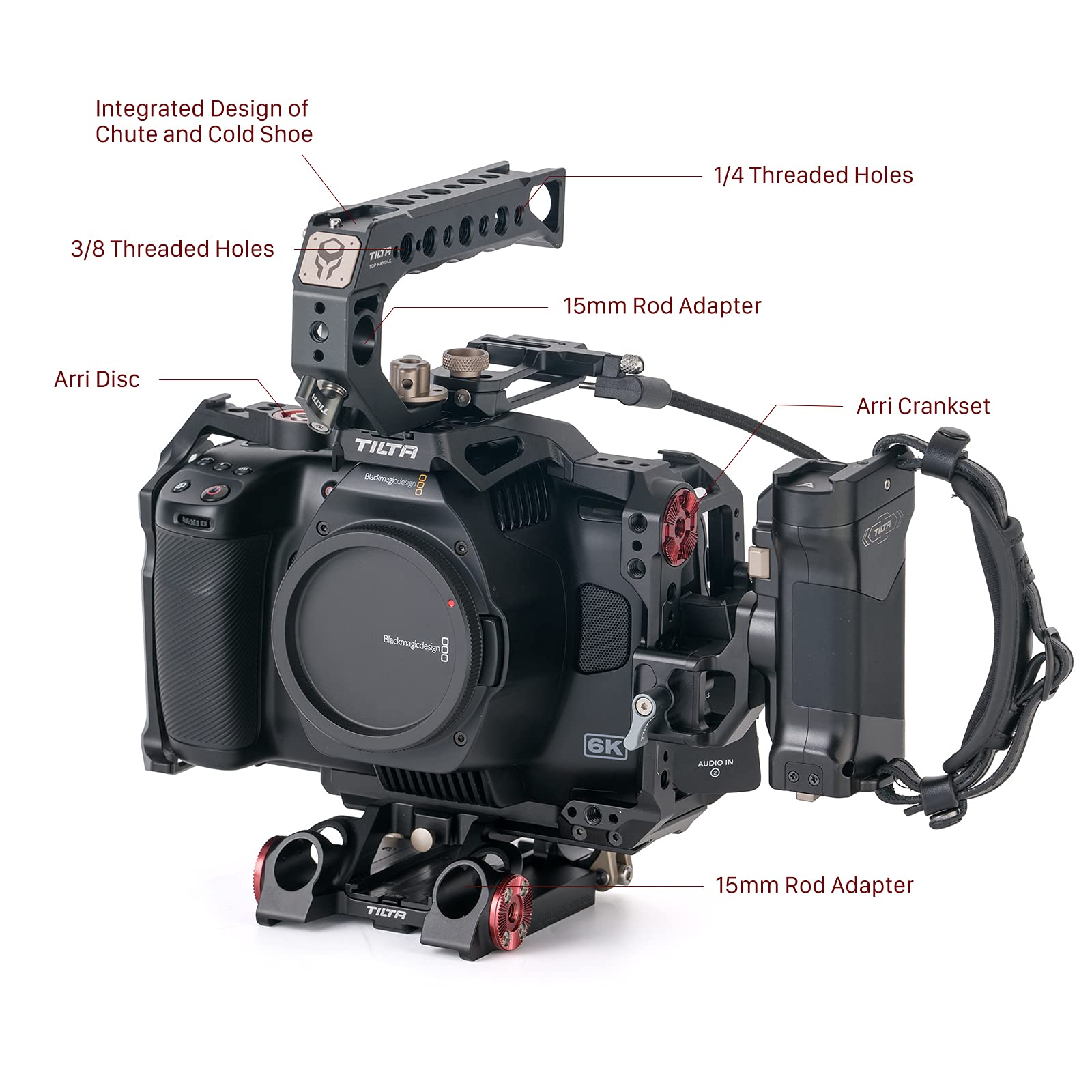 Tilta Camera Cage For Bmpcc 6K Pro/G2  Protective Gear  Mount Accessories  Compatible With Blackmagic Design Pocket Cinema Camera 6K Pro (Black, Advanced Kit)