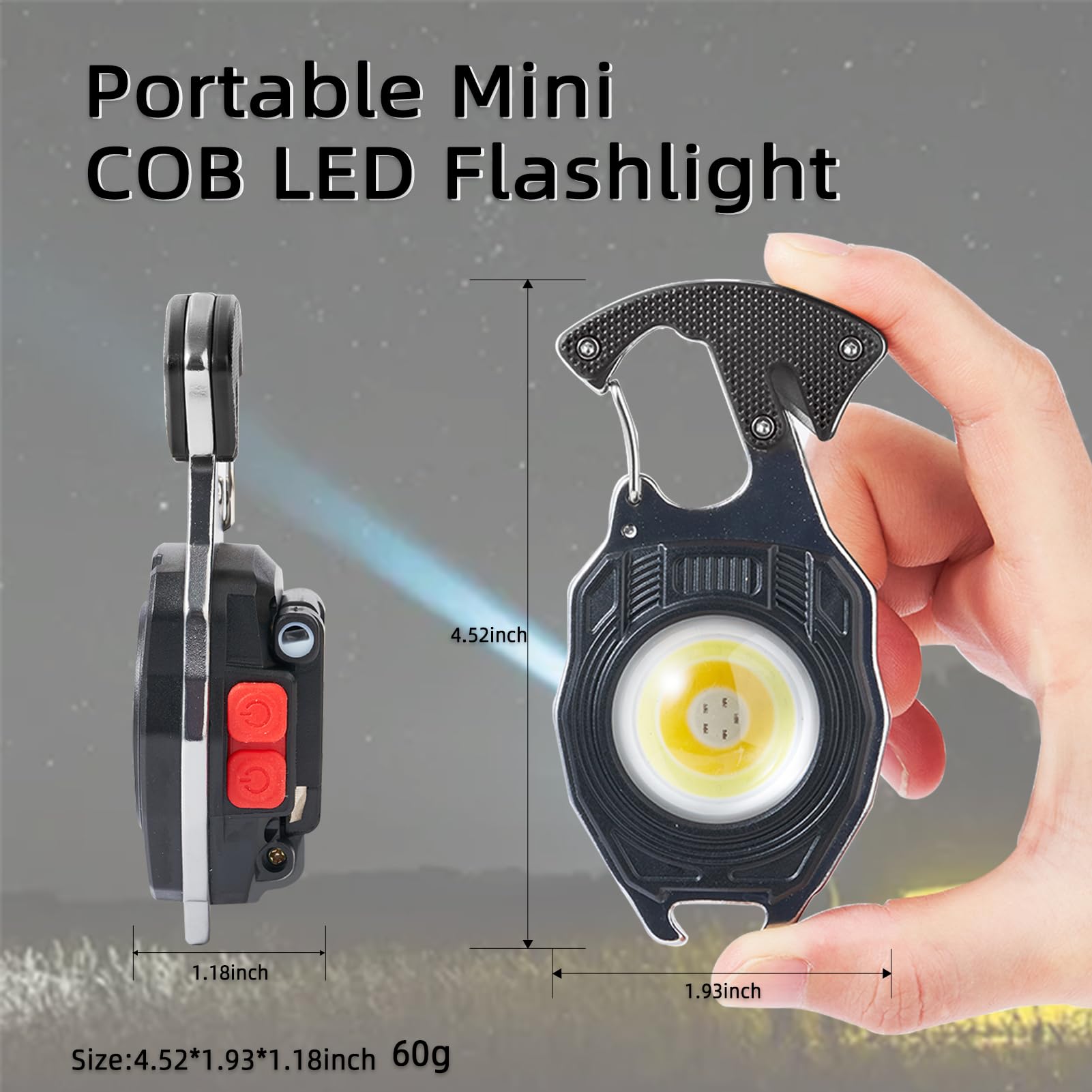 Sncek Multifunctional Led Flashlight Keychain, Cob Mini Flashlight, Small Work Light, Screwdriver Bottle Opener For Outdoor Hiking