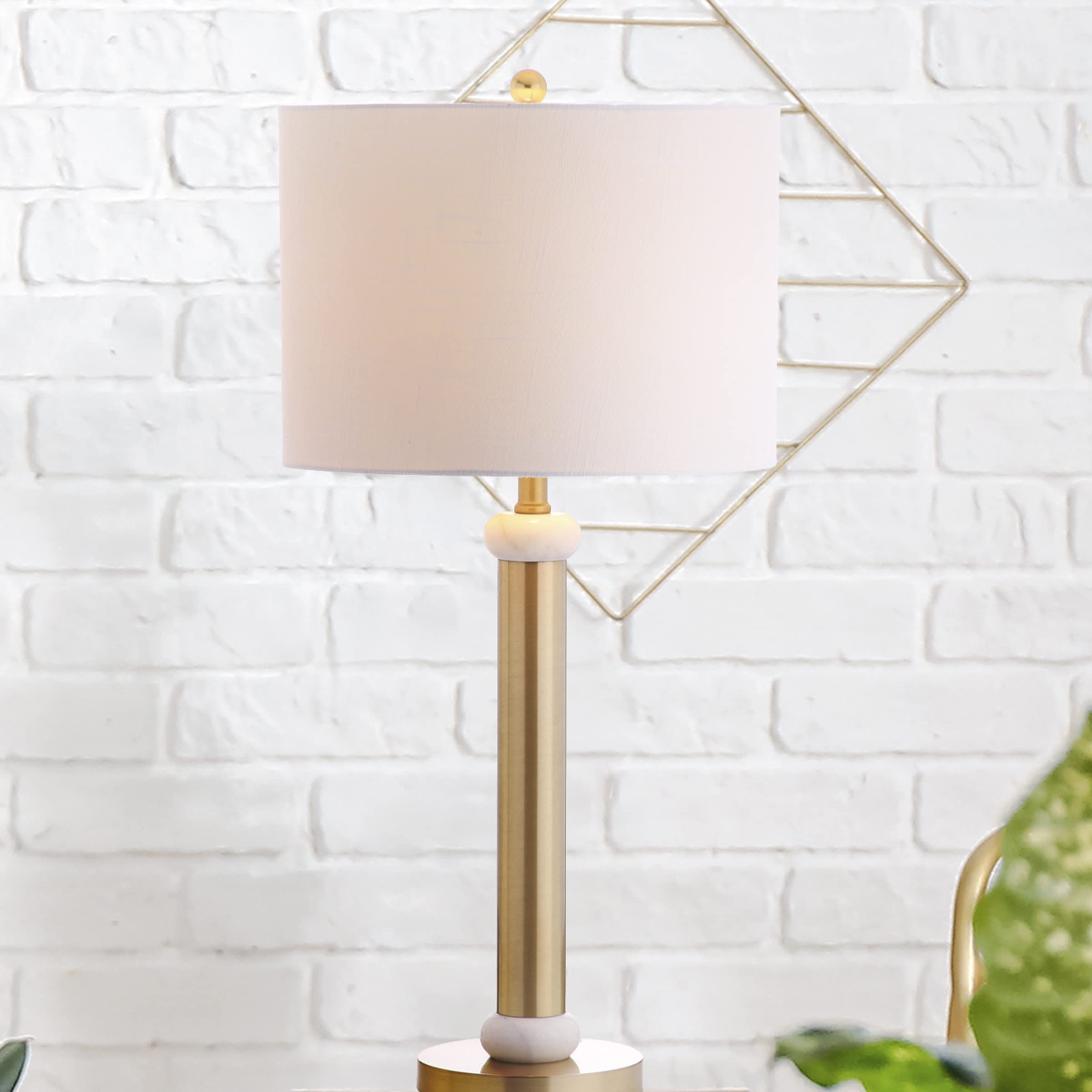 Jonathan Y Jyl1087A Gregory 27" Metal/Marble Led Table Lamp Contemporary Transitional Bedside Desk Nightstand Lamp For Bedroom Living Room Office College Bookcase Led Bulb Included, Gold/White