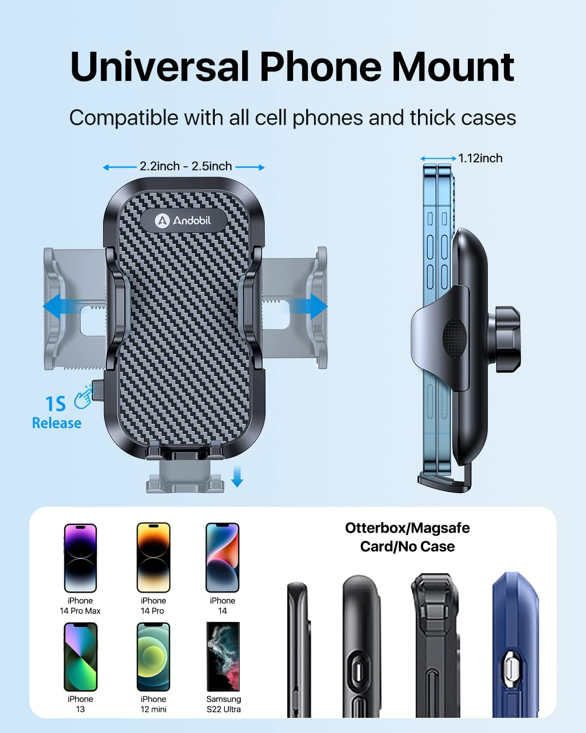 Danmus  Car Cup Holder Phone Mount With Extendable Base, [15-In Adjustable Long Gooseneck] [Military-Grade] Car Truck Mount Compatible With Iphone 15 14 13 12 Pro Max Samsung S23 All