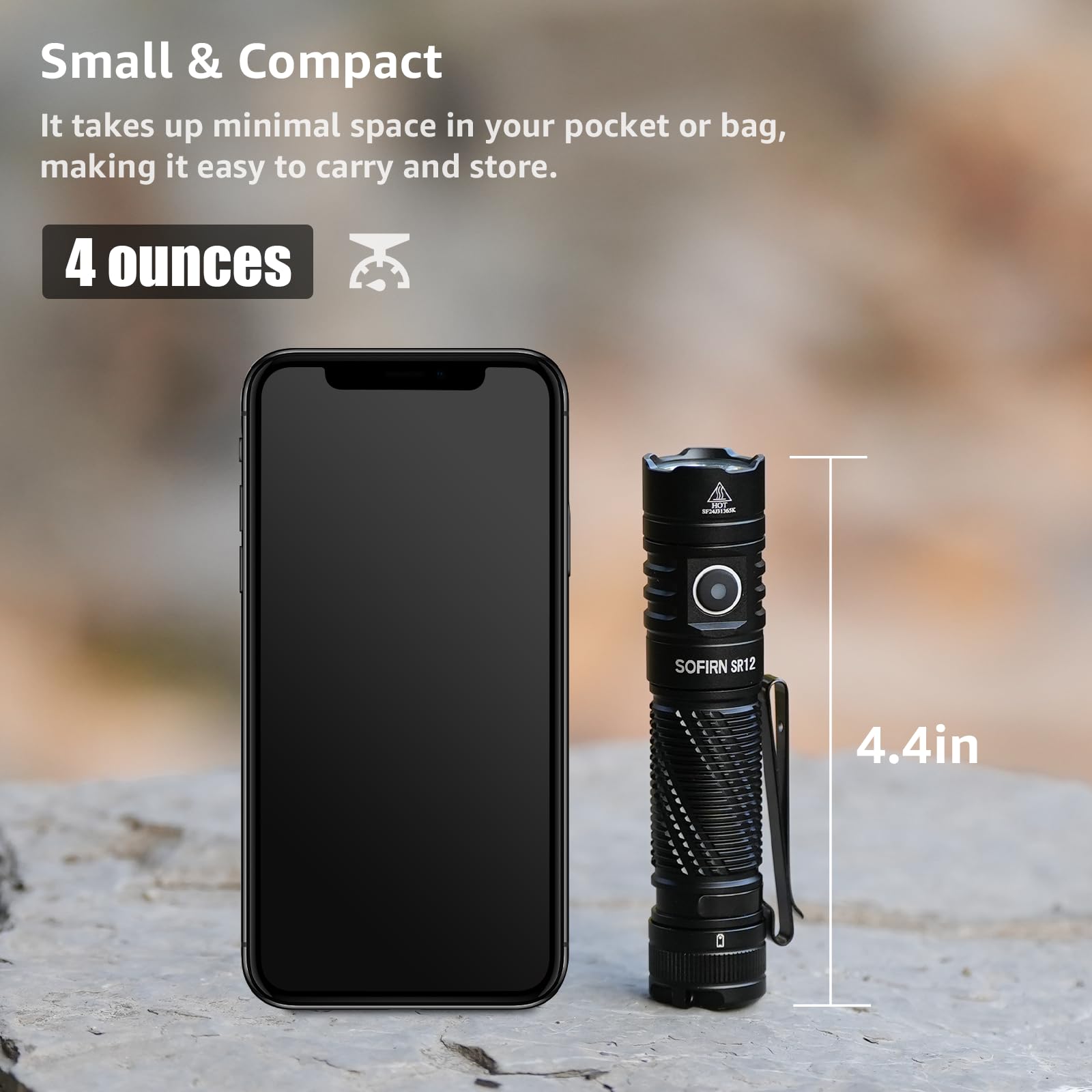 Csteboke Pocket Flashlight Rechargeable Led Light - Sofirn Sr12 Small Flashlights Powerful, Bright Edc Light, 1300Ft Long Throw Magnetic Flashlight High Lumens, Ip68 Waterproof, Simple Ui, Compact For Outdoor
