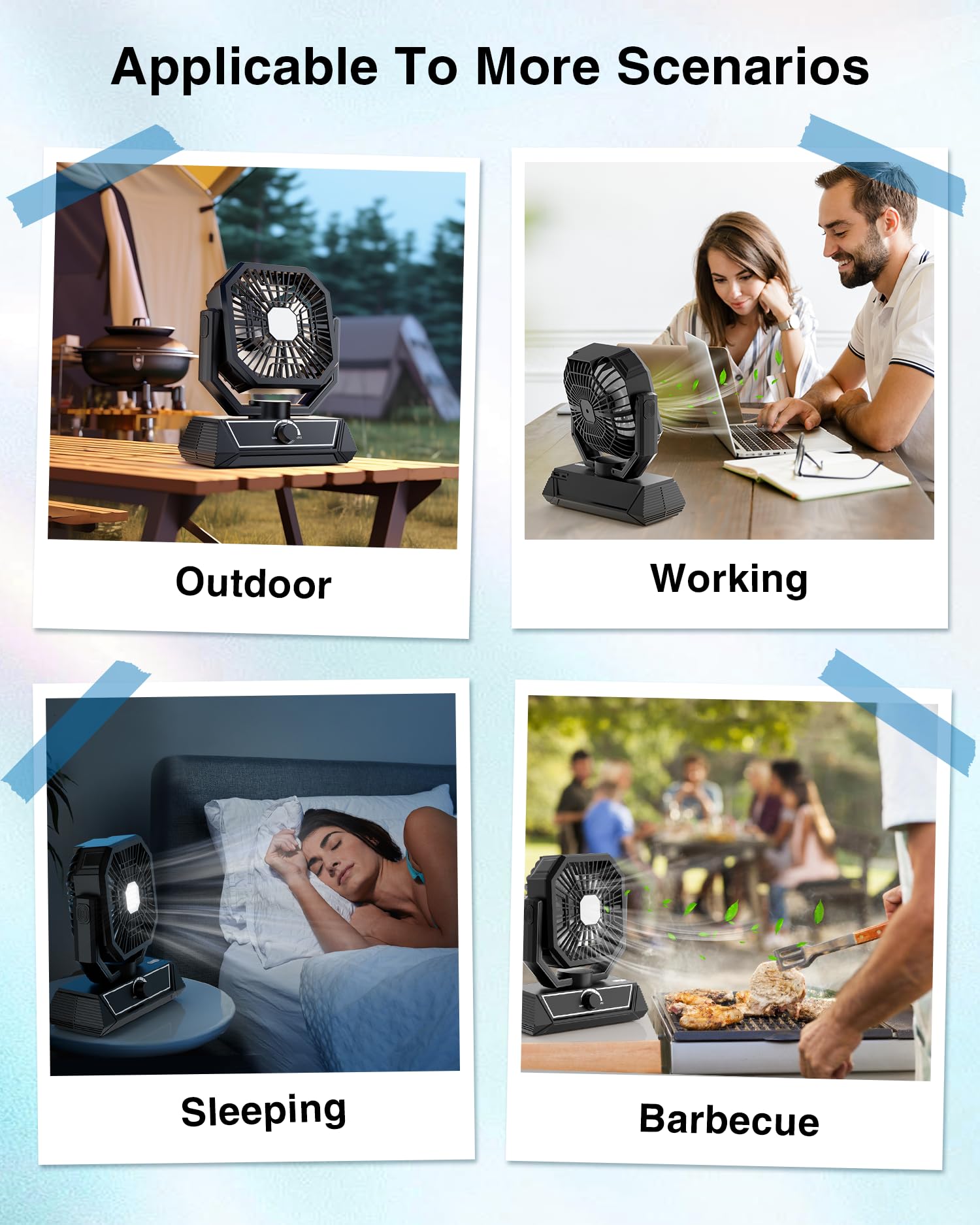 Portable Camping Fan With 20000Mah Rechargeable Battery, Usb-C Battery Powered Fan For Indoor