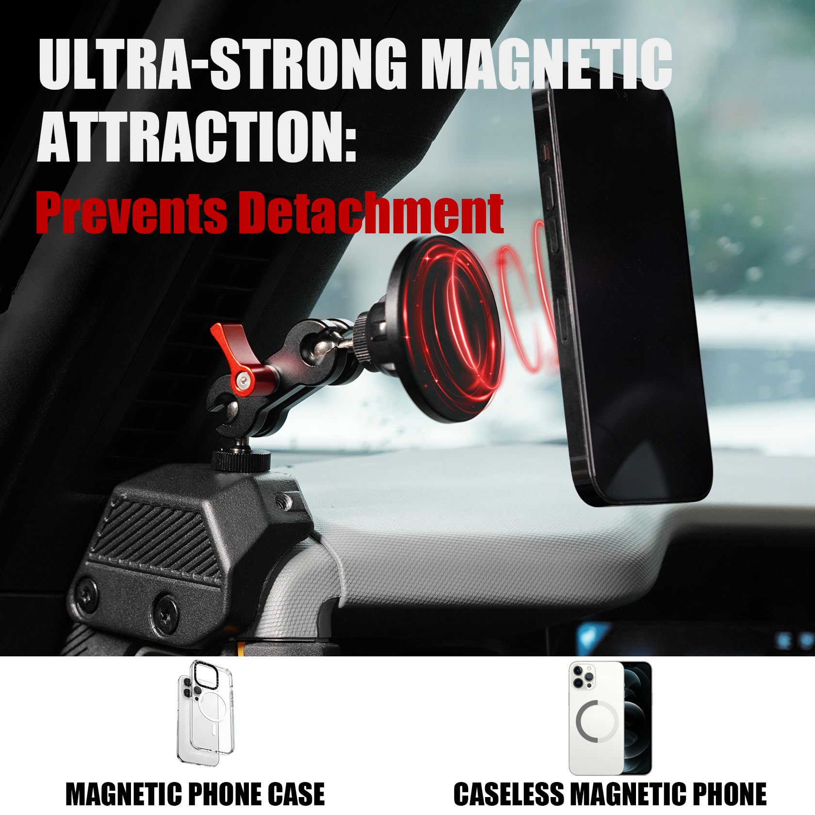 Mabett Magnetic Phone Holder For Ford Bronco     , Adjustable Angles 360°Phone Mount For Bronco Accessories