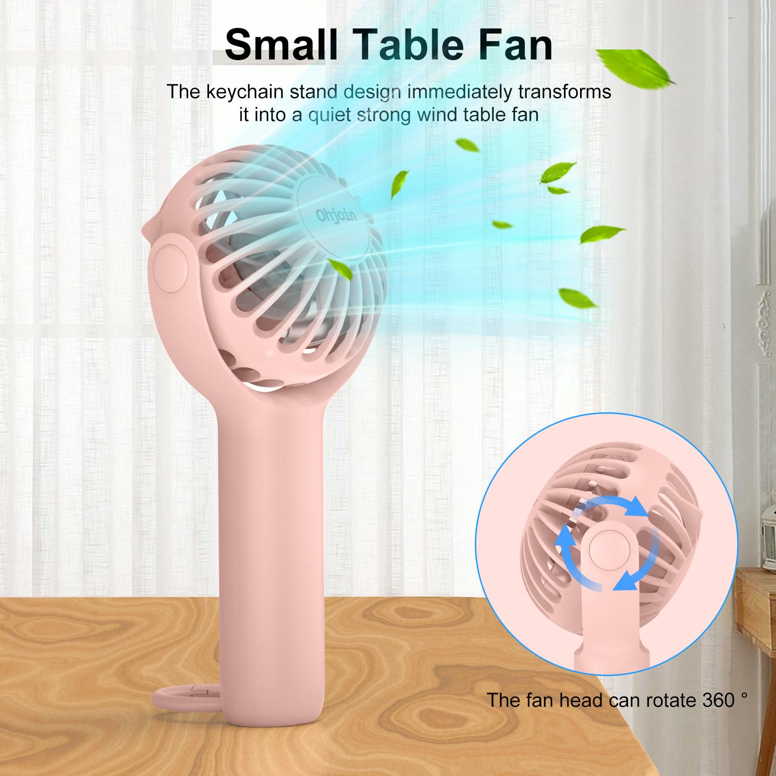 Small battery operated fan with keychain design great for personal cooling