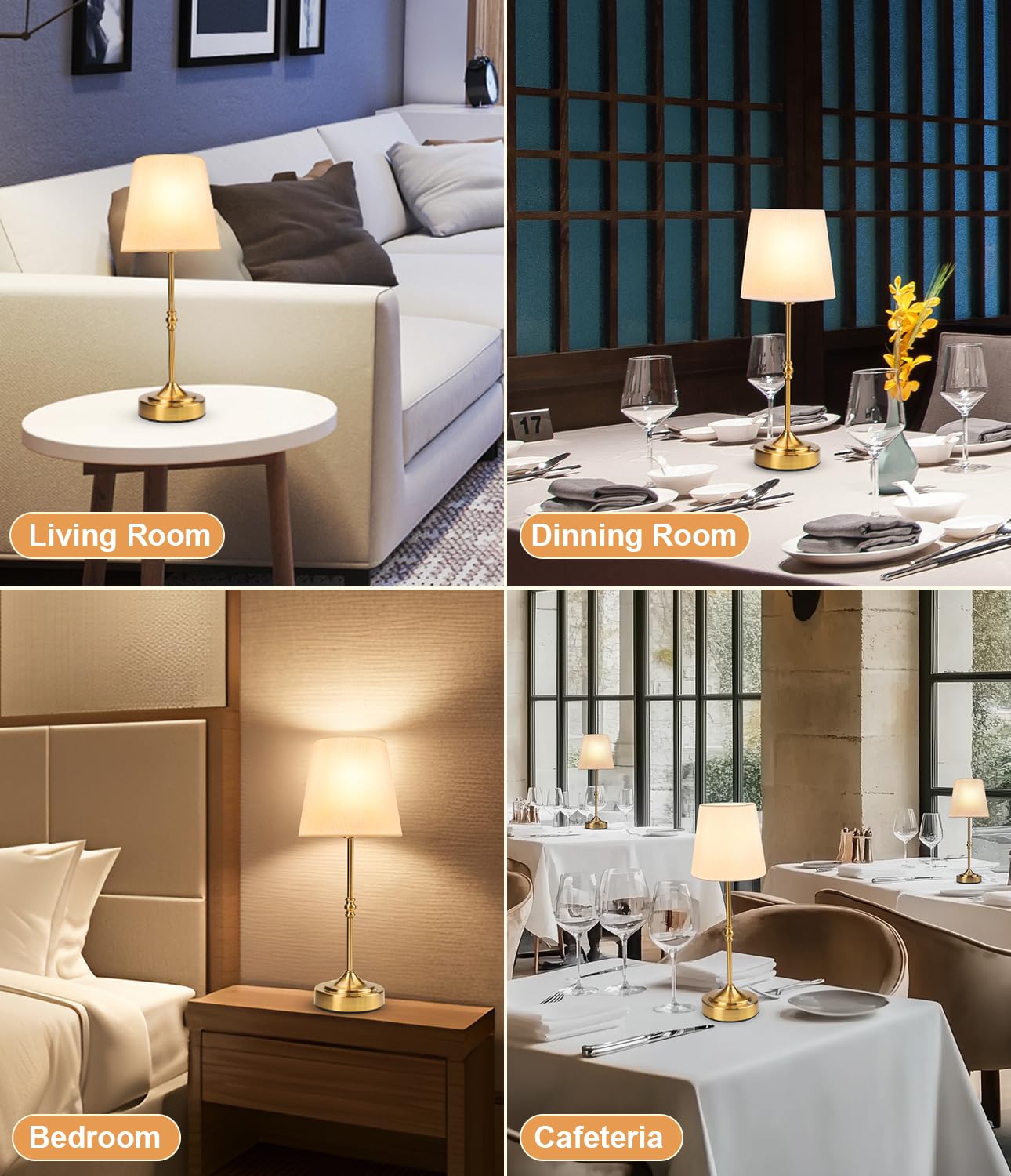 Swinerton Rechargeable Lamp Cordless Led Table Lamp, 5000Mah Battery Operated, 3 Level Brightness, Portable Night Bedside Brass Lamp, Desk Light For Home Decor, Patio, Restaurant, Dinning