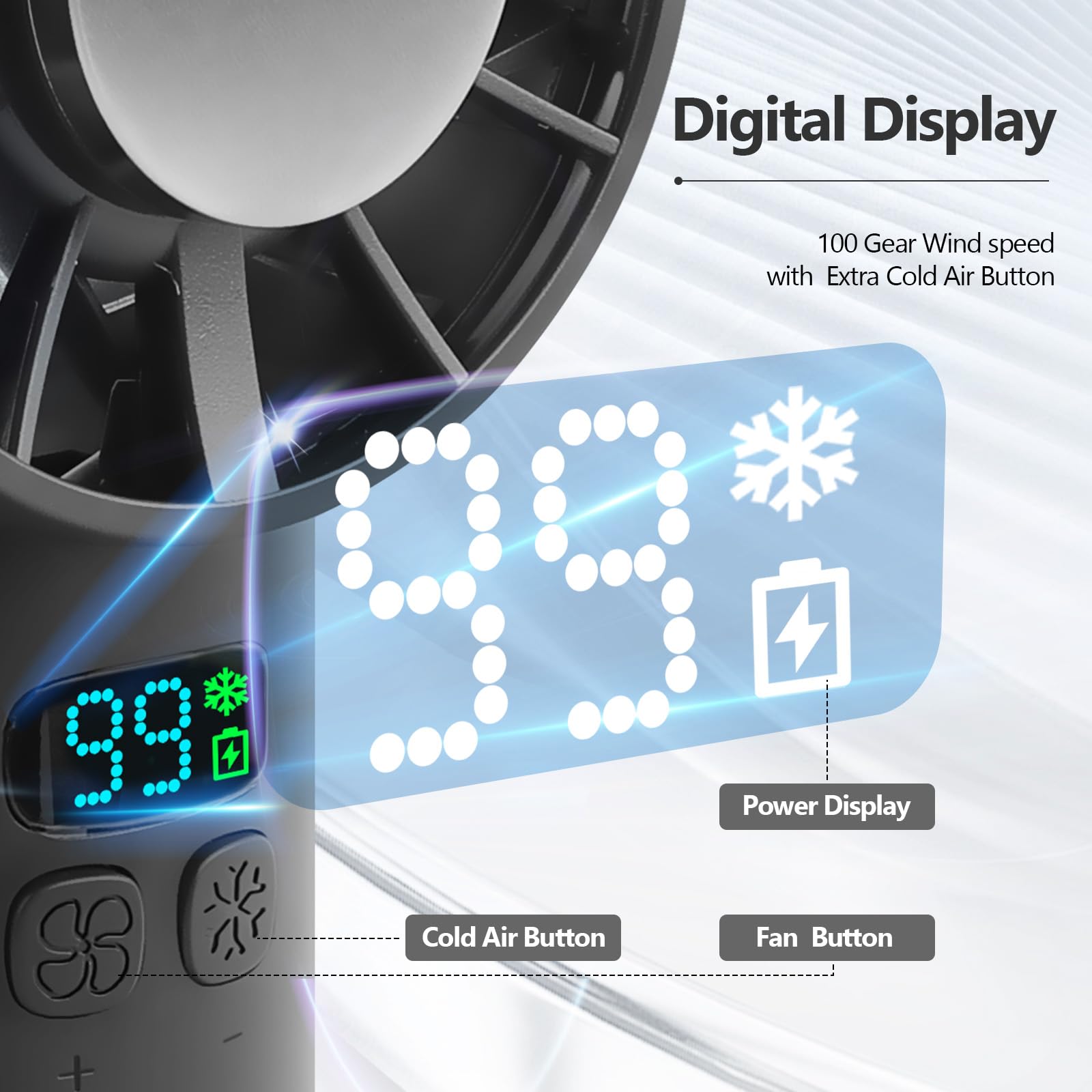 Gudoqi Portable Handheld Fan, 5200Mah Rechargeable Quiet Personal Turbo Fan Blows Cold Air