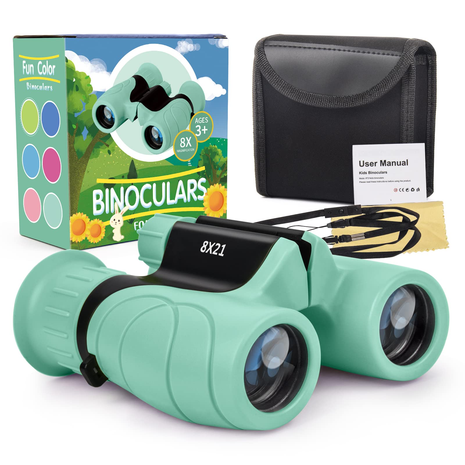 Makino Binoculars For Kids,  For 3-12 Year Boys Girls, Compact Kids Binoculars 8X21 High-Resolution For Bird Watching, Camping, Exploration, Hiking, Hunting, Sports Events And Safari Park