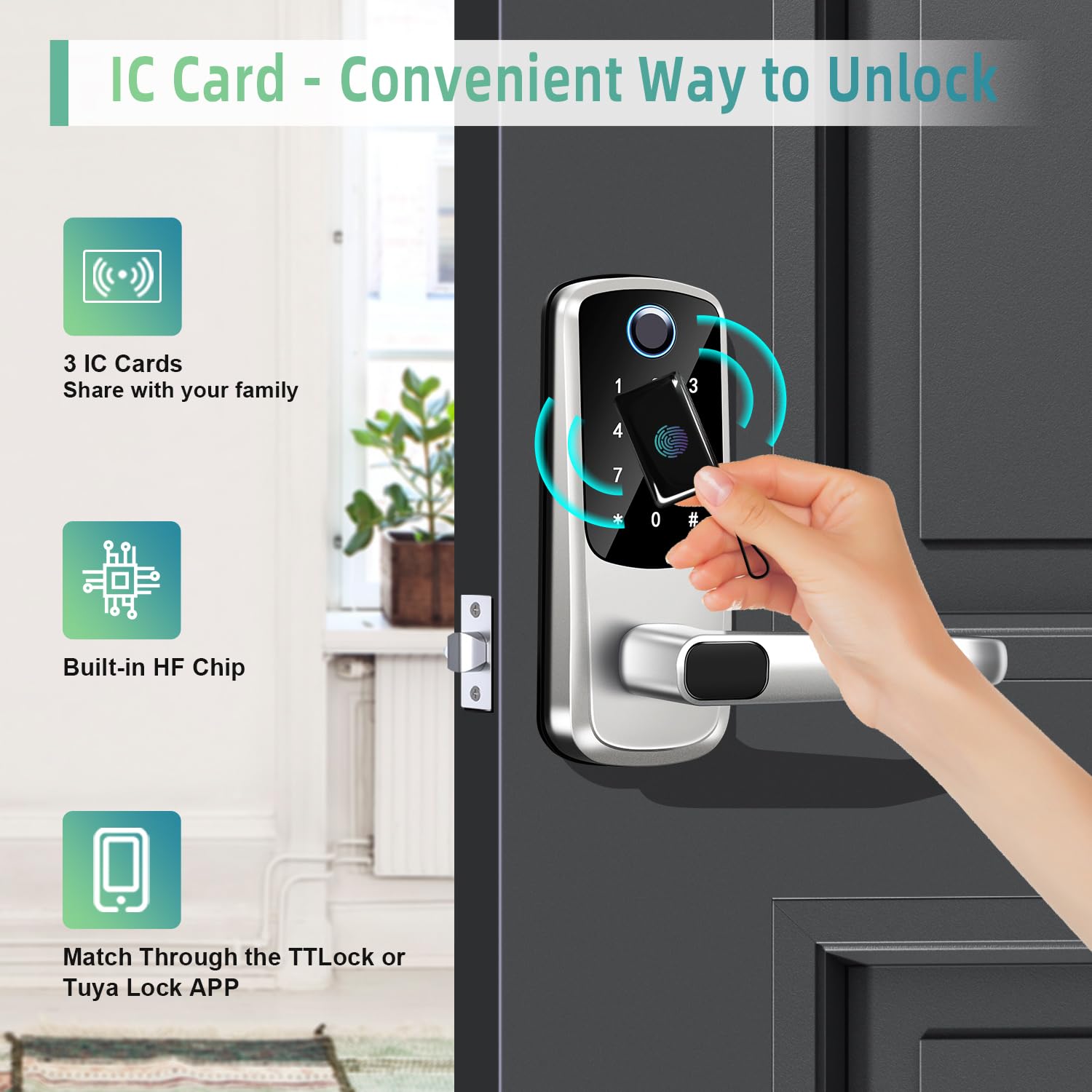 Msr X6 Ic Card-3 Pcs For Smart Lock,Smart Ic Cards For Ttlock App & Tuya App,13.56Mhz Rfid Cards Key Fobs For Keyless Door Locks(Black)