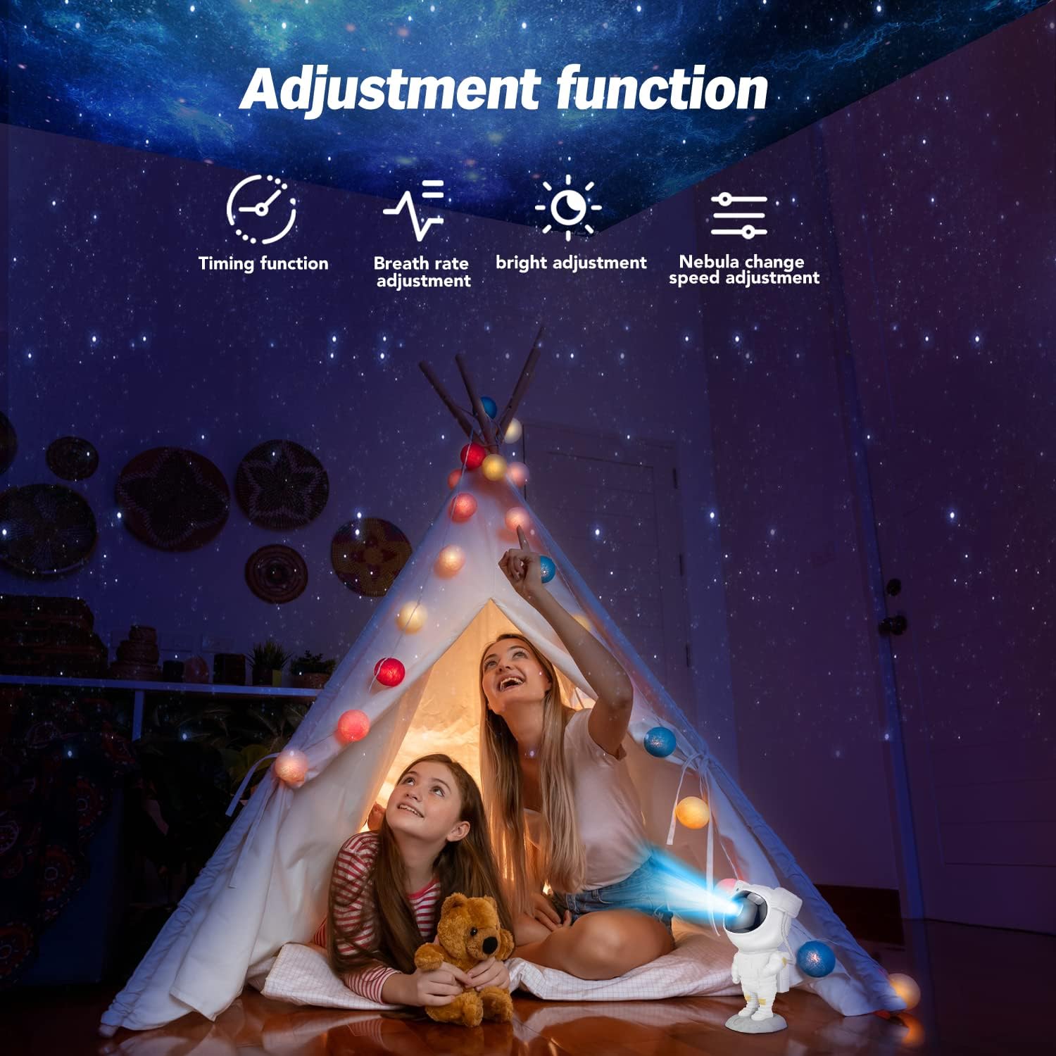 Leanju Star Projector Galaxy Night Light Astronaut Starry Nebula Ceiling Led Lamp With Timer And Remote  For Kids