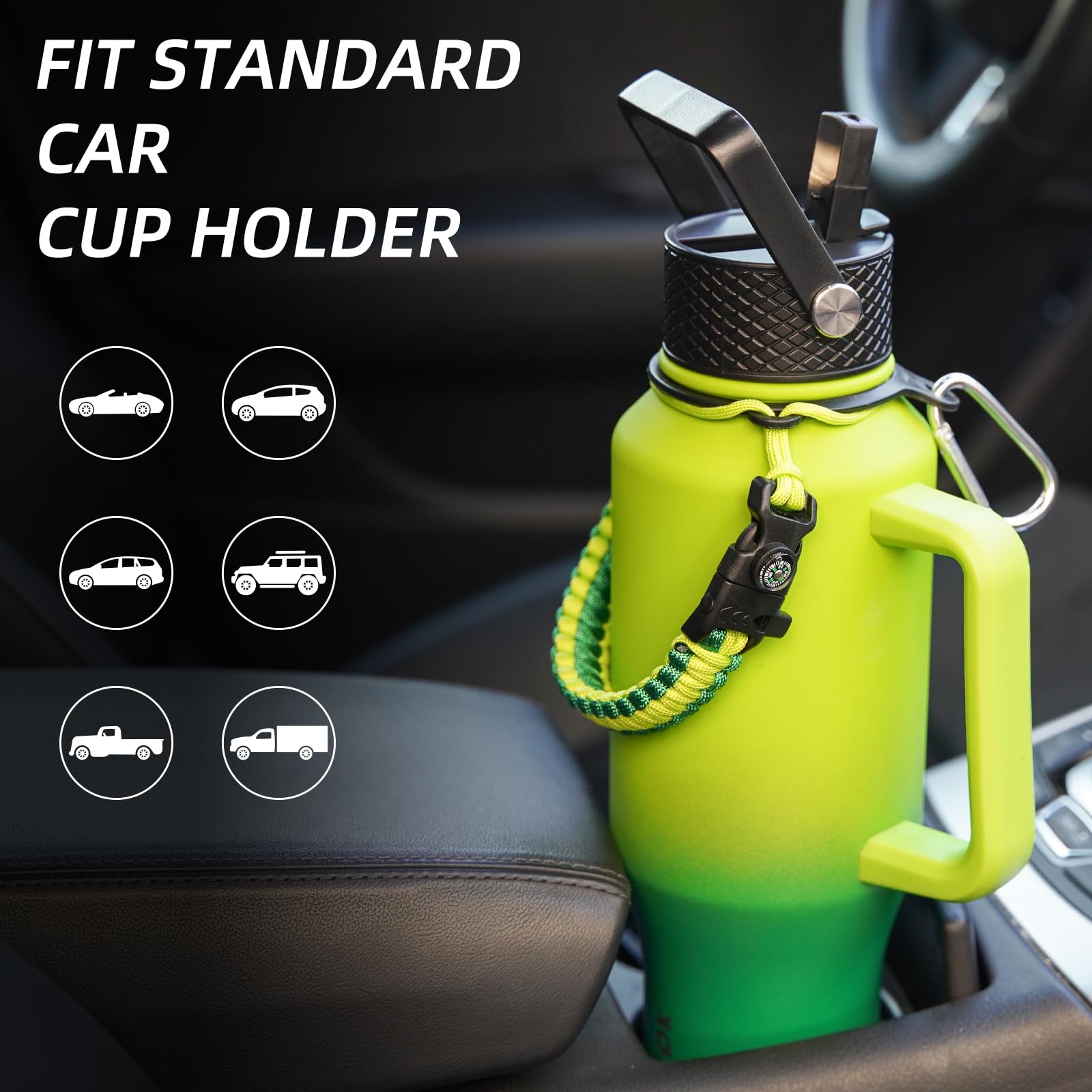 Bjpkpk Insulated Water Bottles With Straw Lid, 40Oz Metal Water Bottle With 2 Lids & Paracord Strap