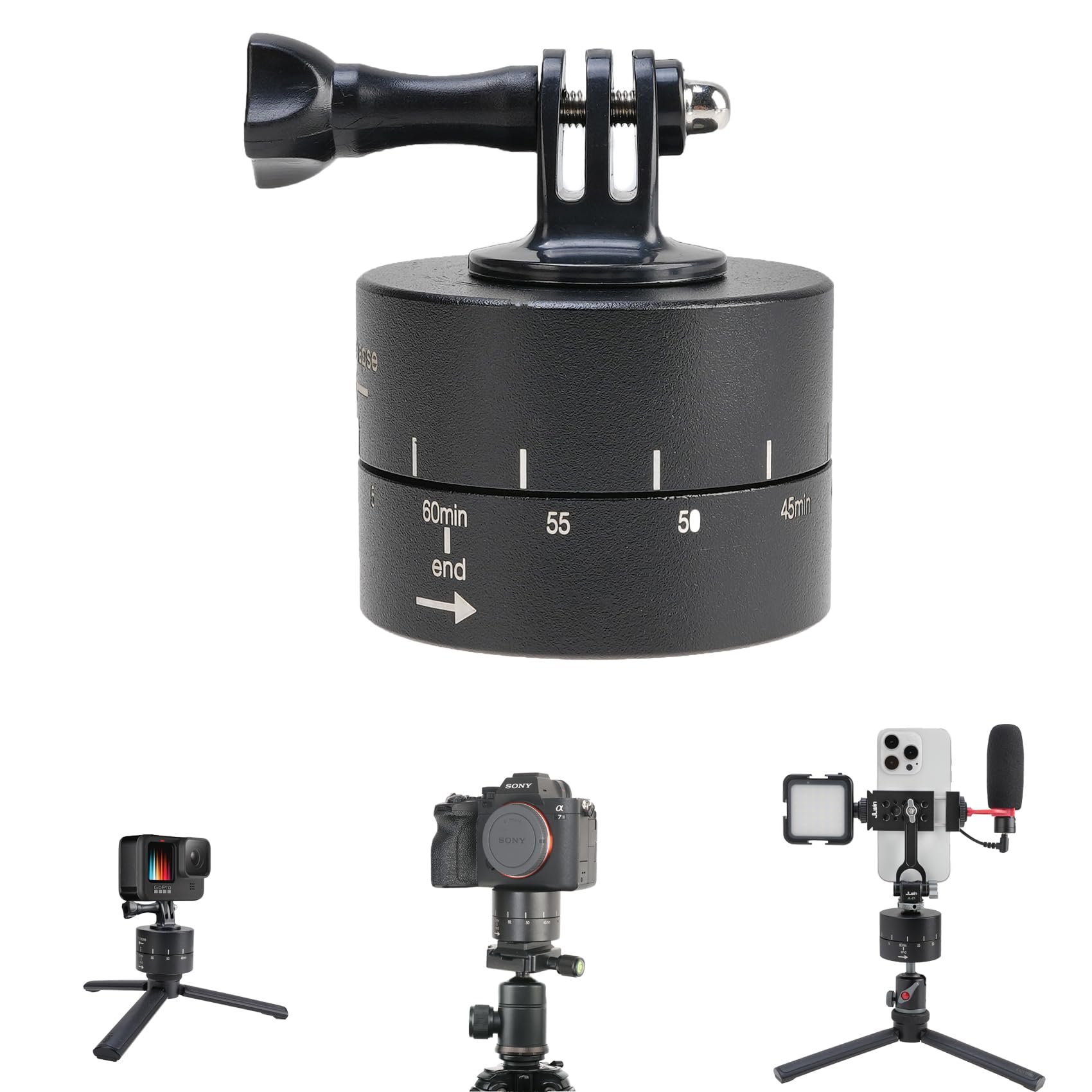 Fotga 360° 60 Minutes Rotating Tripod Time Lapse Stabilizer With Adapter 1/4" Screw For Action Camera Gopro Dslr Slr Camera Digital Camera Smartphone