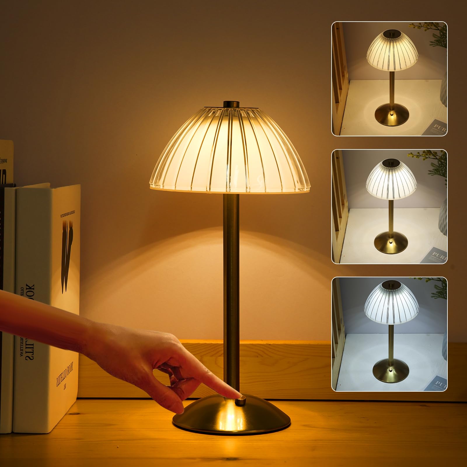 Lixada Rechargeable Cordless Table Lamp With Usb Led Battery, Touch Control Dimmable 3 Light Colors Bedside Reading Lamp For Bars, Restaurants, Coffee Shop, Living Room