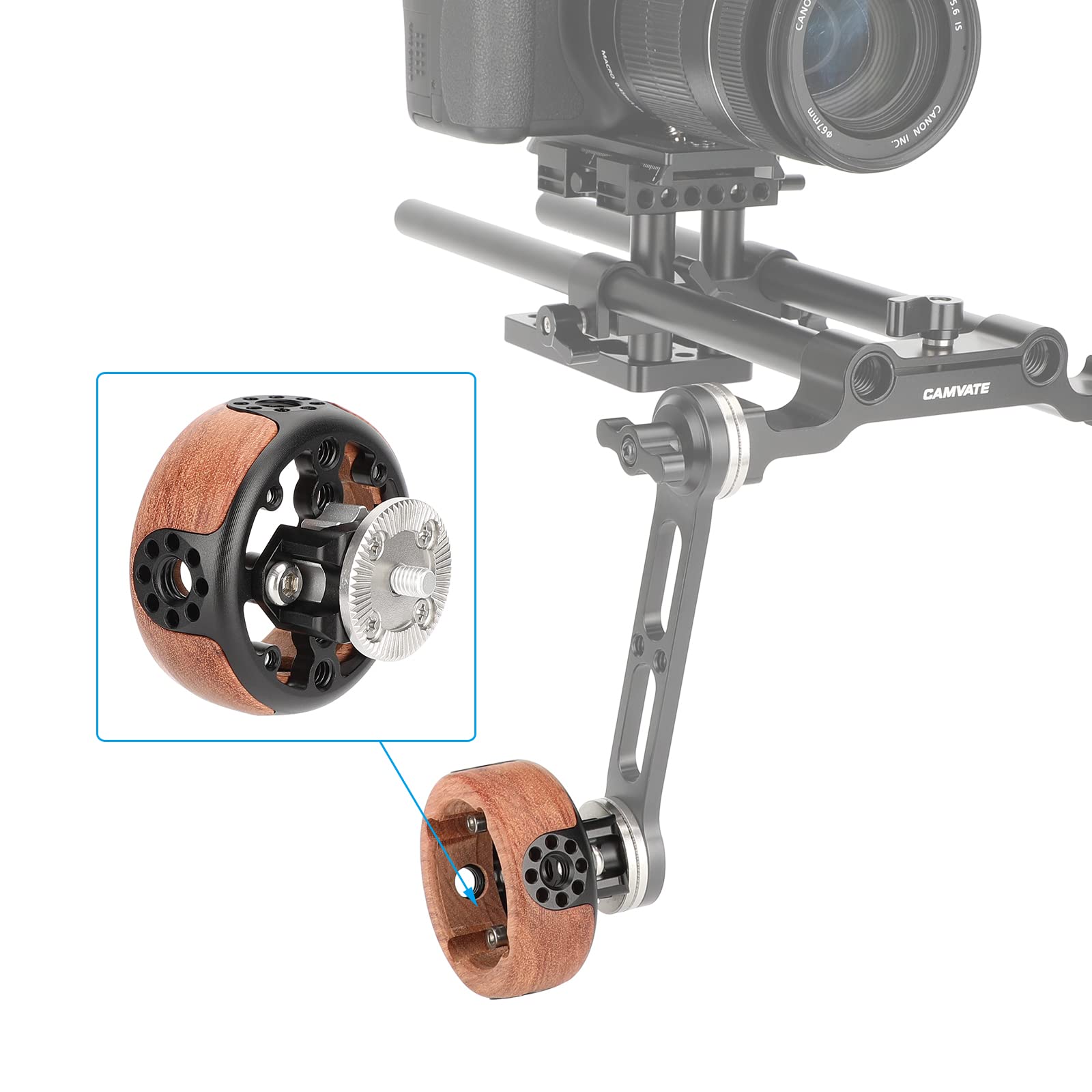 Camvate Round Hand Wheel With M6 Rosette Mount For Camera Video Wooden Handgrip - 3217