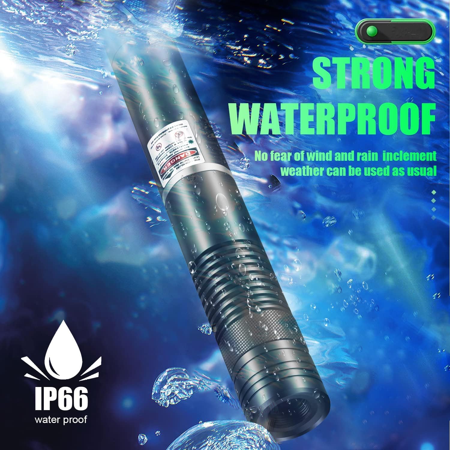 Fuiikeem Rechargeable Green Beam Flashlight With Beam focus Long Distance Range For Tv/Led/Lcd Screens Presentation Office/Outdoors/Astronomic/Construction