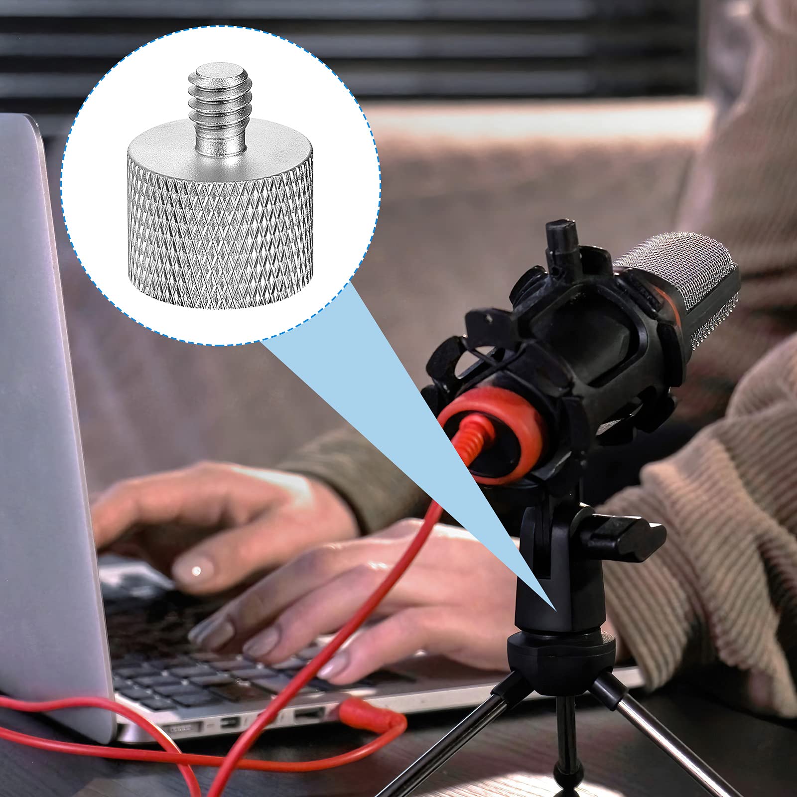 Frienda 4 Pieces Mic Stand Adapter 5/8 Female To 1/4 Male For Camera Mount Tripod Thread Conversion Connector Screw Adapter For Microphone Stand Mount(Silver)