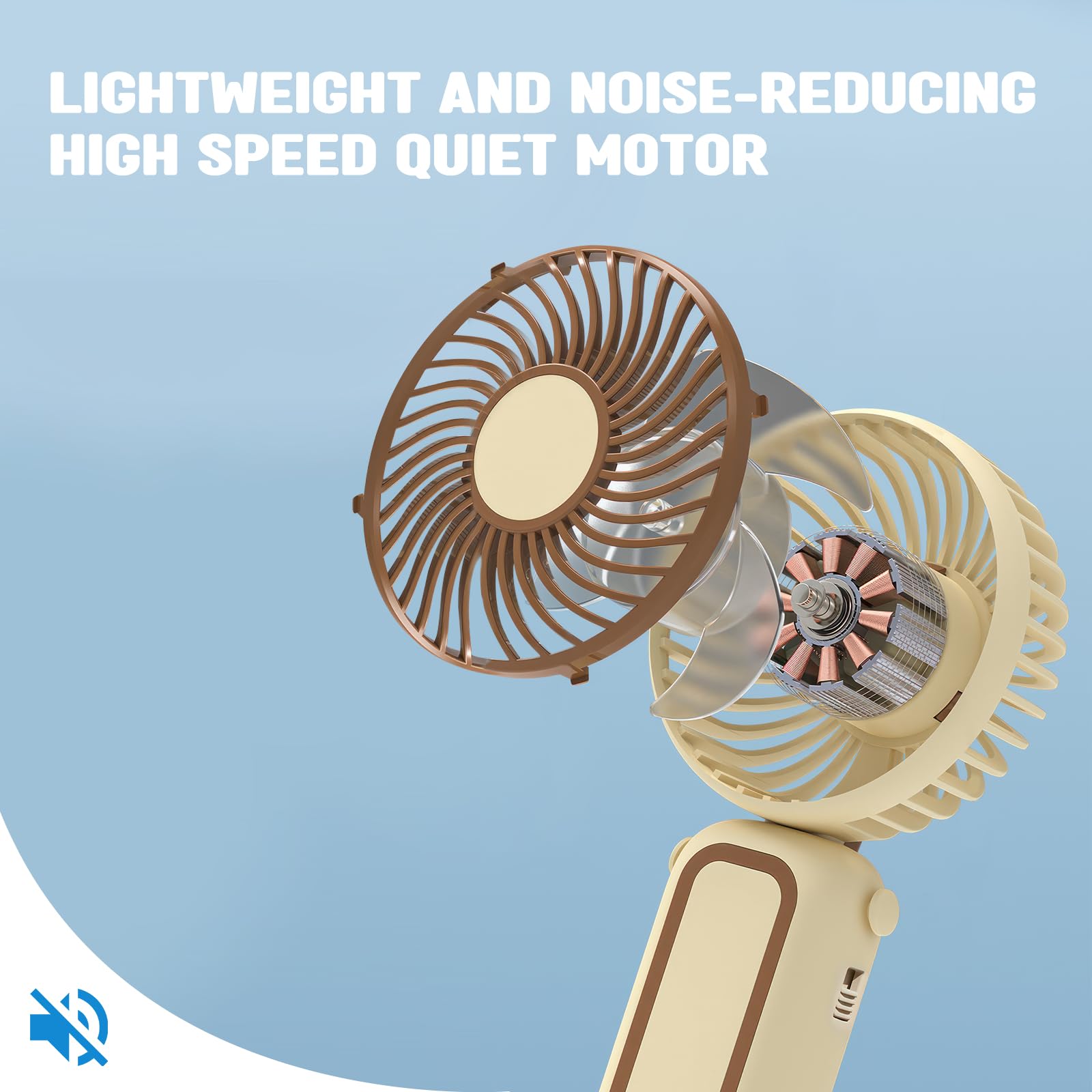 Qearfun Portable Handheld Fan, Hand Fan With Usb Rechargeable Battery, Mini Electric Pocket Fan