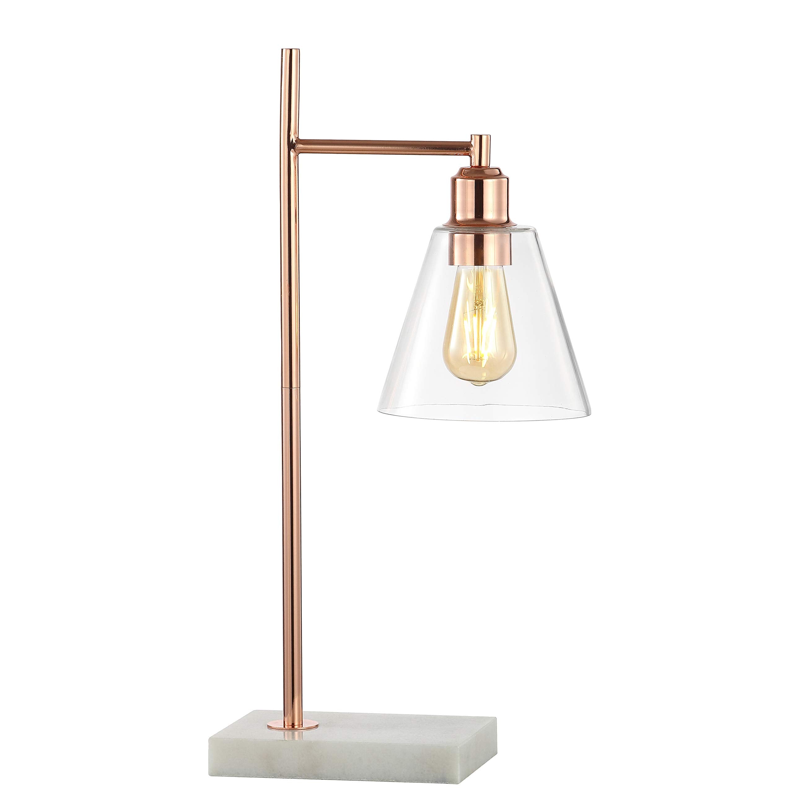 Jonathan Y Jyl1100A Lorena 22.25" Modern Glam Metal/Marble Led Table Lamp Contemporary Mid-Century Bedside Desk Nightstand Lamp For Bedroom Living Room Office College Bookcase, Copper