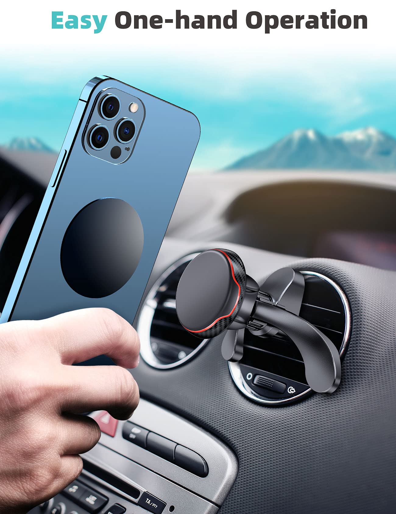 Esamcore Magnetic Car Phone Holder, Universal Air Vent Clip Car Phone Mount With Powerful Magnets And Anti-Fall Cell Phone Car Mount For Iphone Samsung Galaxy And Other Smartphone
