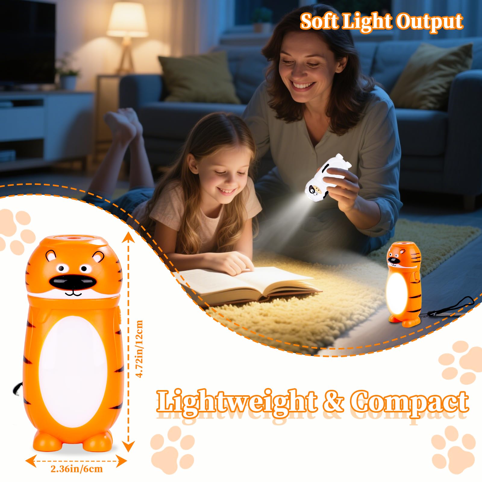 Kunhe 4 Pack Animal Flashlights Stocking Stuffers Kids Small Mini Led Flashlight Camping Essentials For Kids Toddlers Lantern Cute Flashlight Christmas  For Girls Boys