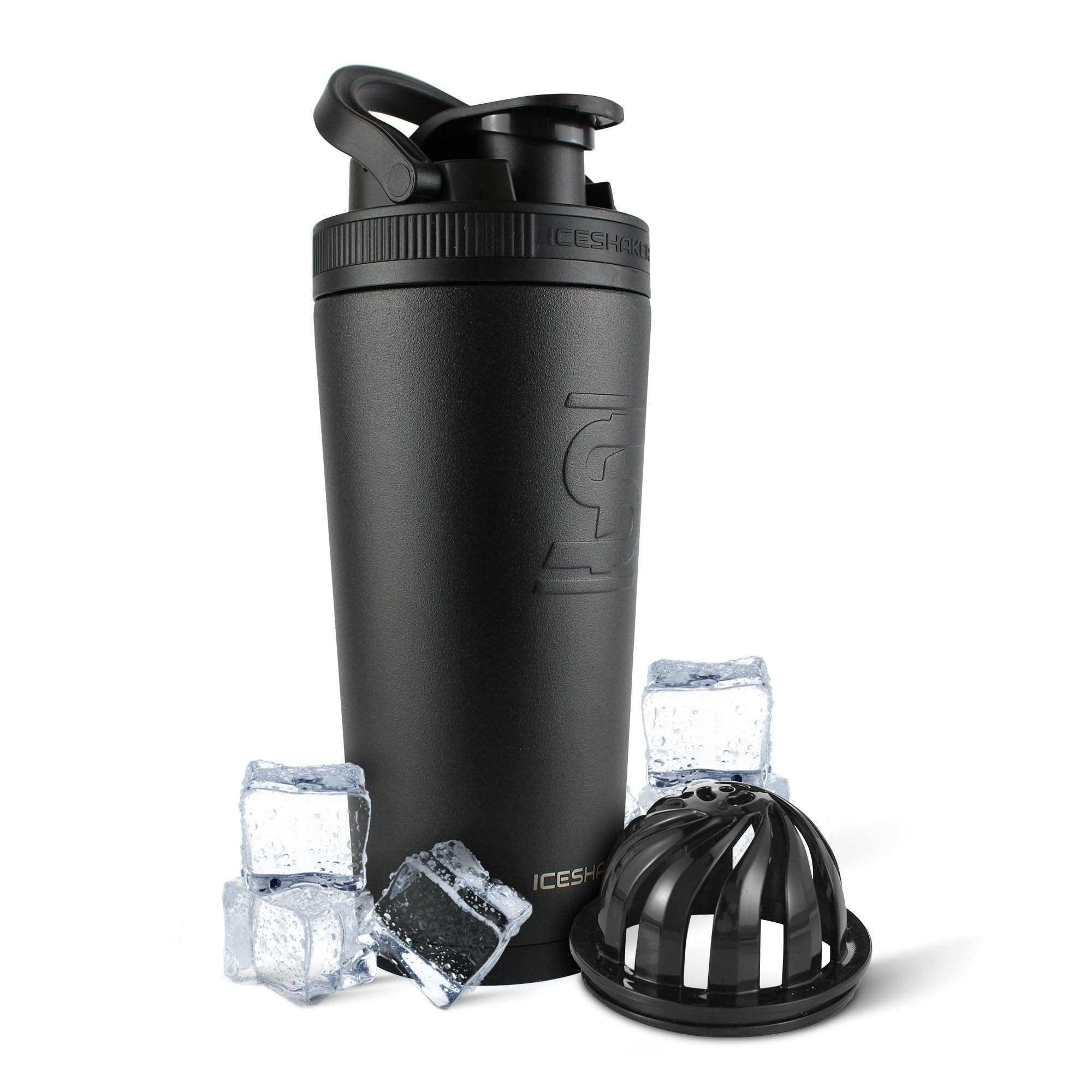 Ice Shaker Insulated Stainless Steel Shaker Bottle  26Oz, Black  Cold For 30+ Hours