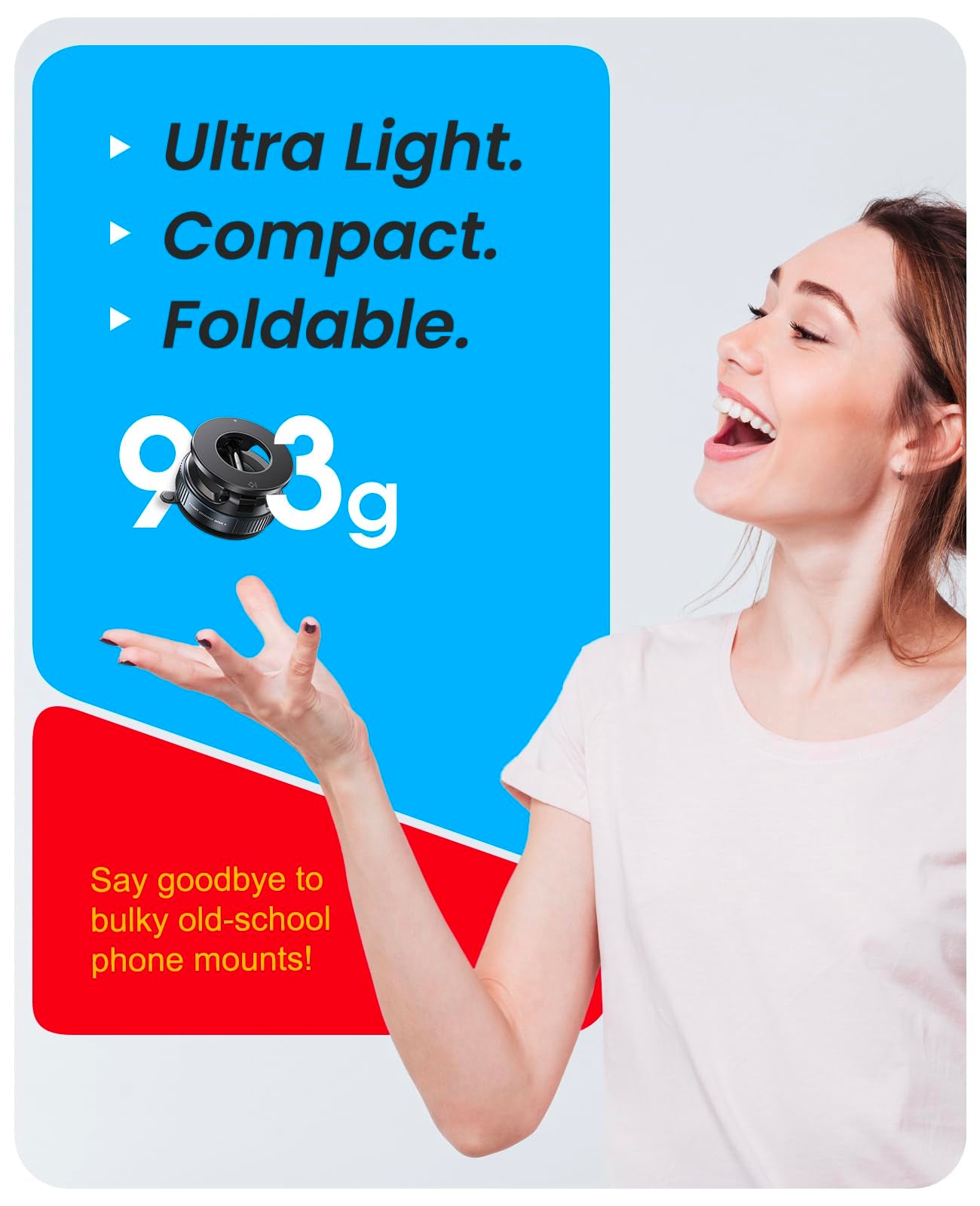 Jononser Vacuum Magnetic Suction Cup Phone Mount For Magsafe, 360° Adjustable Magnetic Phone Holder, Pocket Size Foldable Portable Cell Phone Holders For Your Car For All Smartphones & All Car Models
