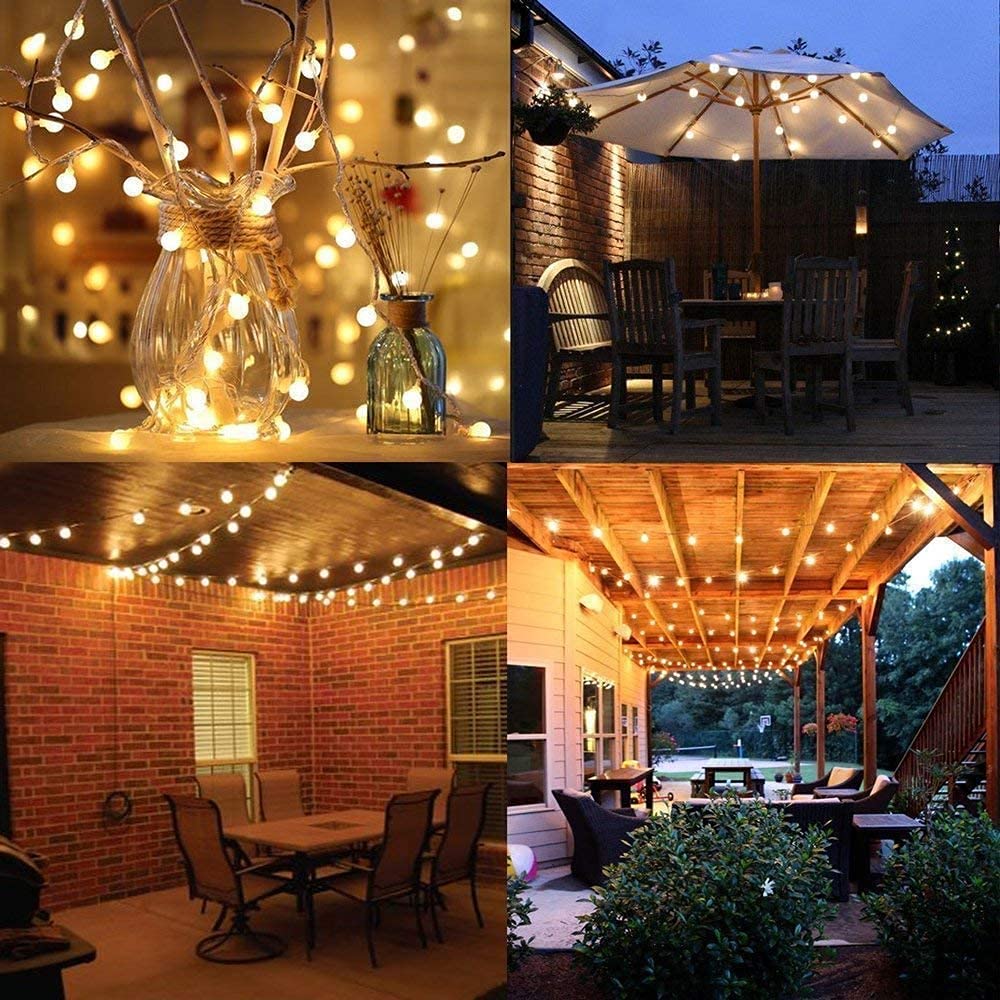 Rathun Solar Globe String Lights 49 Feet 100 Led,8 Modes Fairy String Lights Plug In,Indoor String Lights For Bedroom,Classroom,Outdoor String Lights For Patio,Garden,Party,Wedding-Warm White