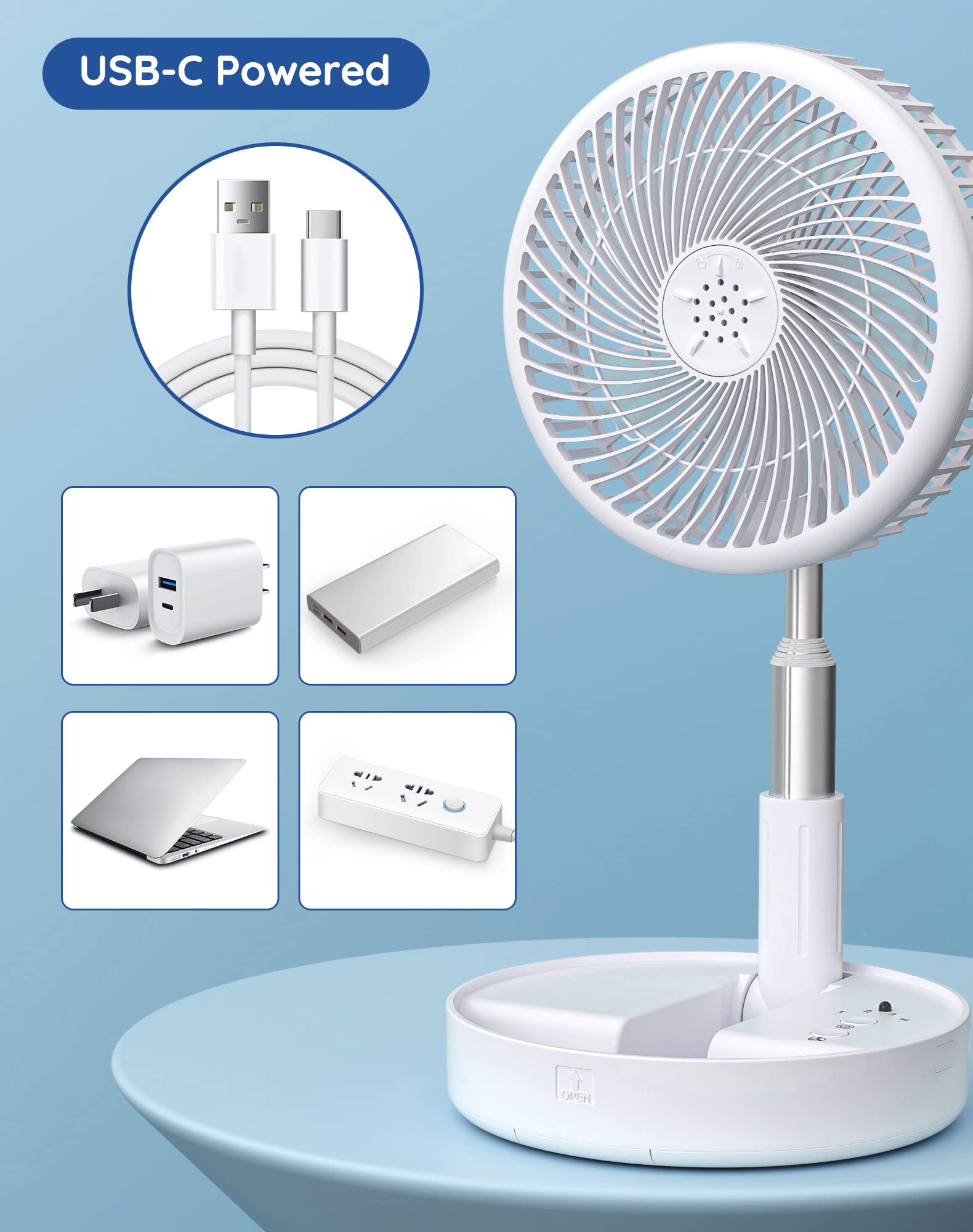 Primevolve Battery Operated Fan,Portable Rechargeable Usb Floor Table Desk Fan With Adjustable