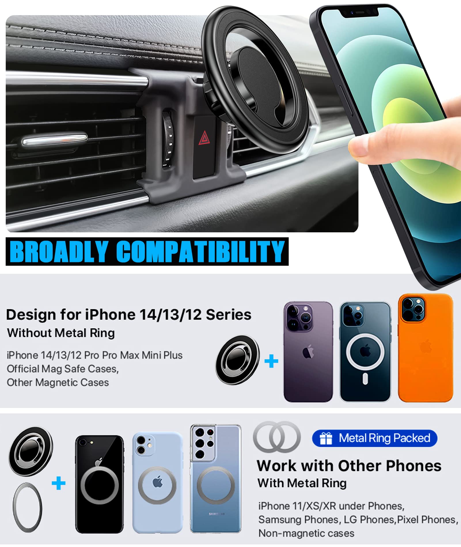 Ve Ve Power Car Phone Holder, Air Vent Phone Holder, Car Mount For Mazda Cx5 2017-, Magsafe Magnetic Navigation Stand Fit For Iphone 15 14 13 12 Pro Max Plus Mini, Magsafe Case, All Phones