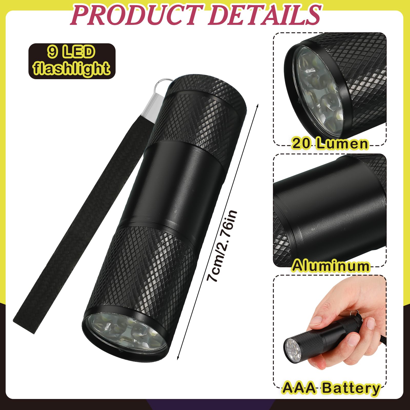 Vihose 50 Sets Father Church  Mini Flashlights Bulk Bright Aluminum 9 Led Handheld Flash Light With Christian Bible Verse Cards For Thank You , Not Include Batteries
