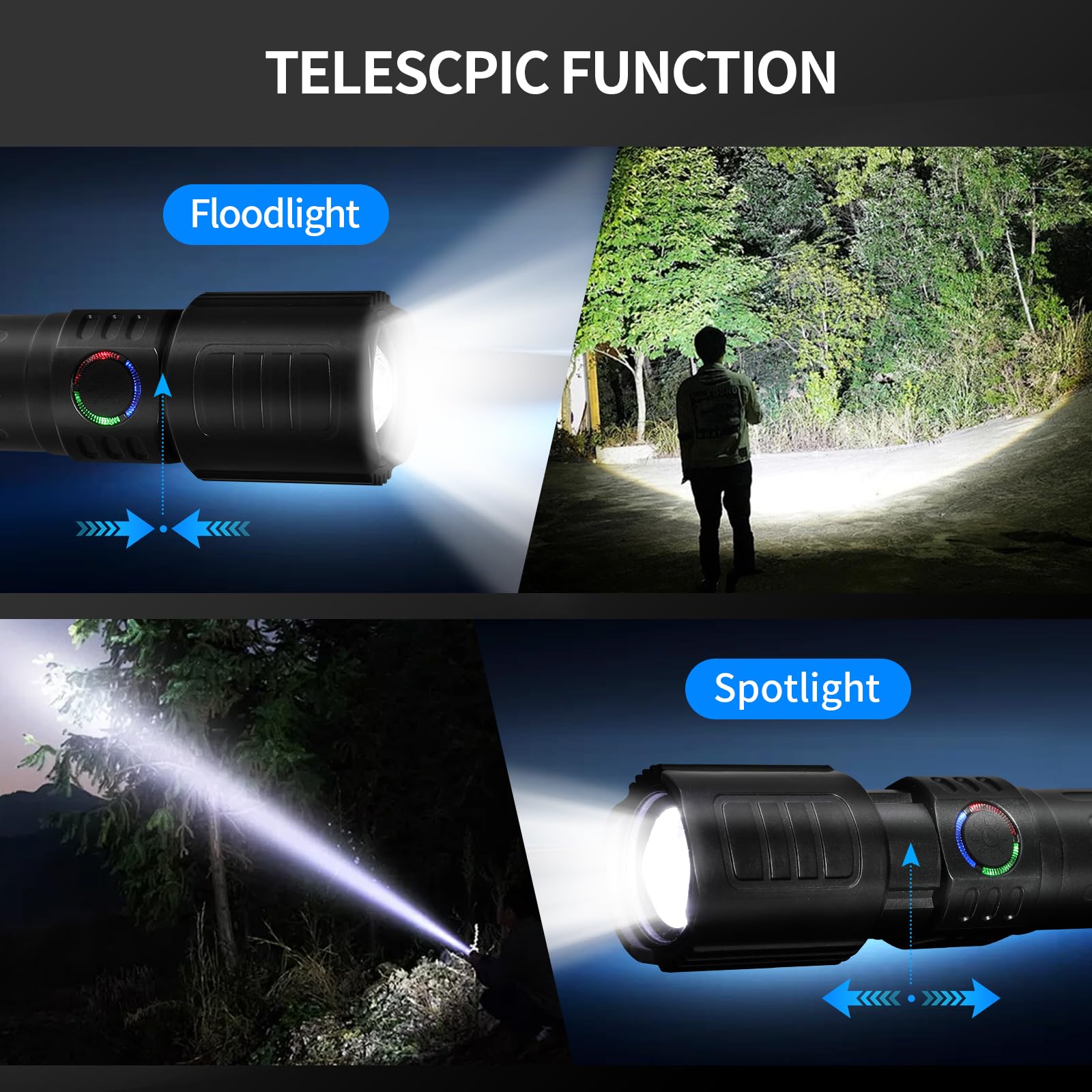 Luozroll Led Flashlight 2 Pack Mini Camping Flashlights With 3 Modes, Tactical Flashlight, Waterproof Zoomable Flash Light For Camping Gear、Hiking & Emergency