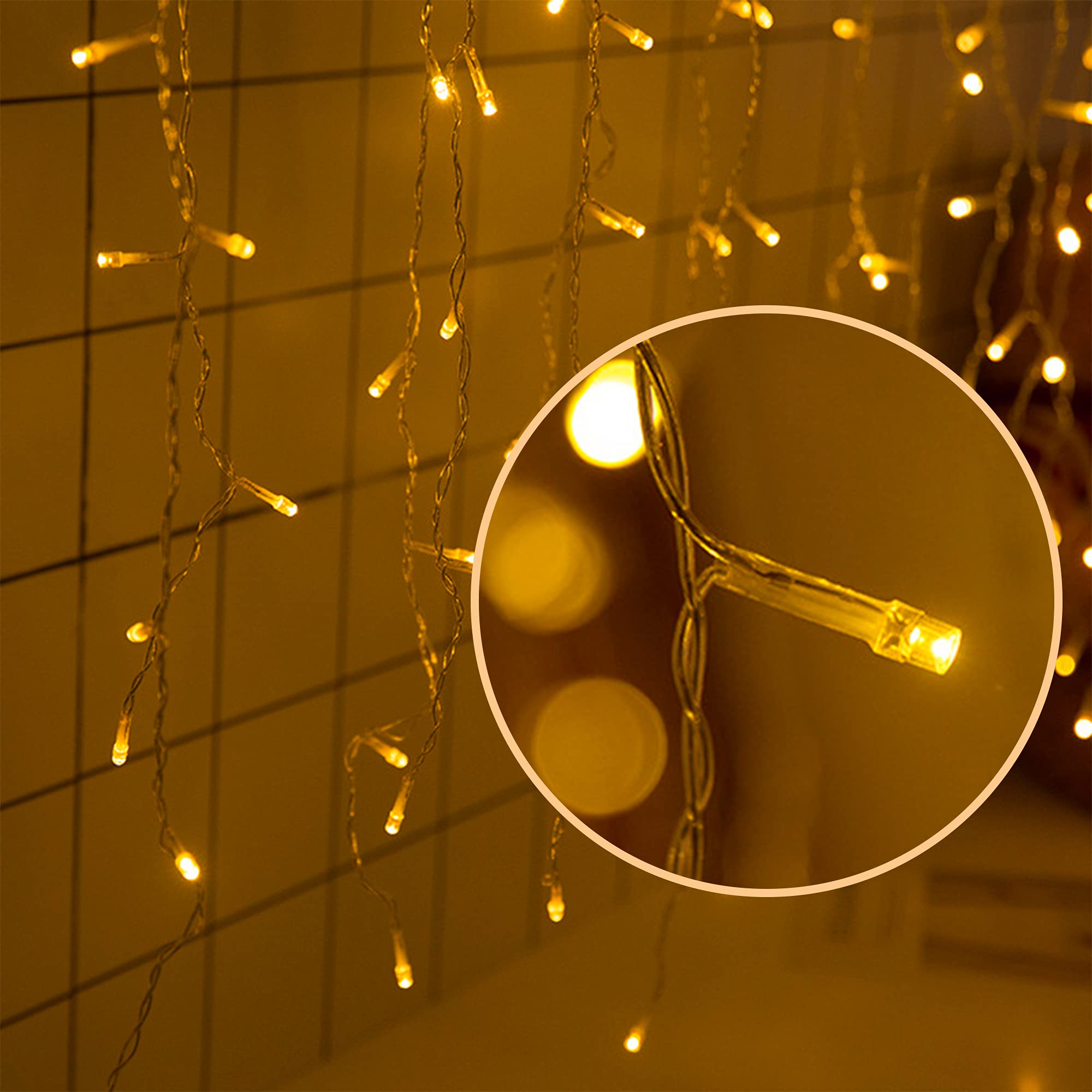 Ghope Christmas Icicle Lights Outdoor, 400 Led 32.8Ft 8 Modes Timer Ip44 Waterproof Fairy String Light With 64 Drops, Christmas Lights For Christmas Decorations,Holiday, Party, Wedding, Eaves