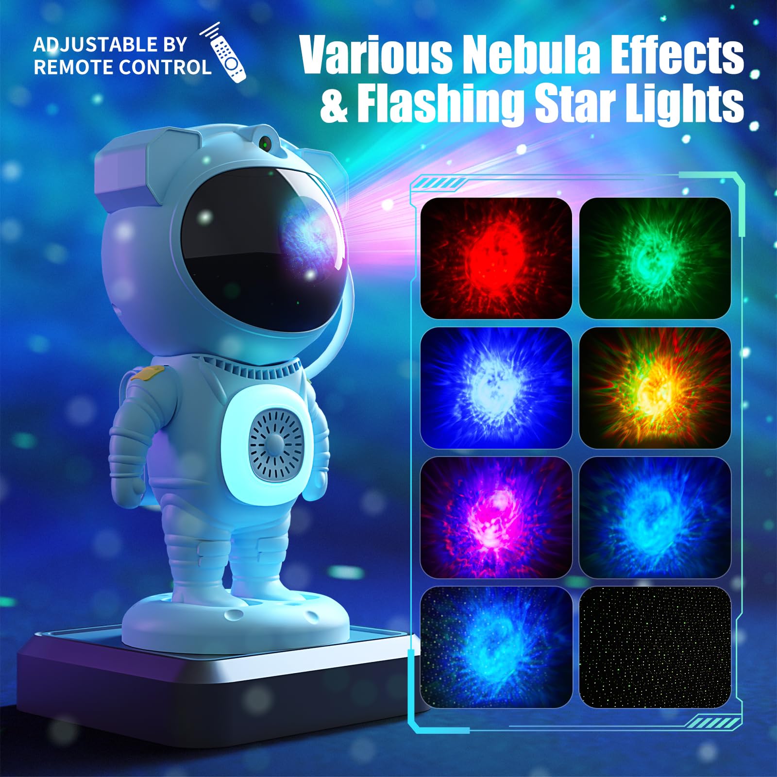 Jioote Astronaut Galaxy Projector,Space Projector,With Bluetooth Speaker And Remote Control,360° Adjustable Angle,Spaceman Star Kids Night Light, For Bedroom Ceiling Adult Birthday(Blue)