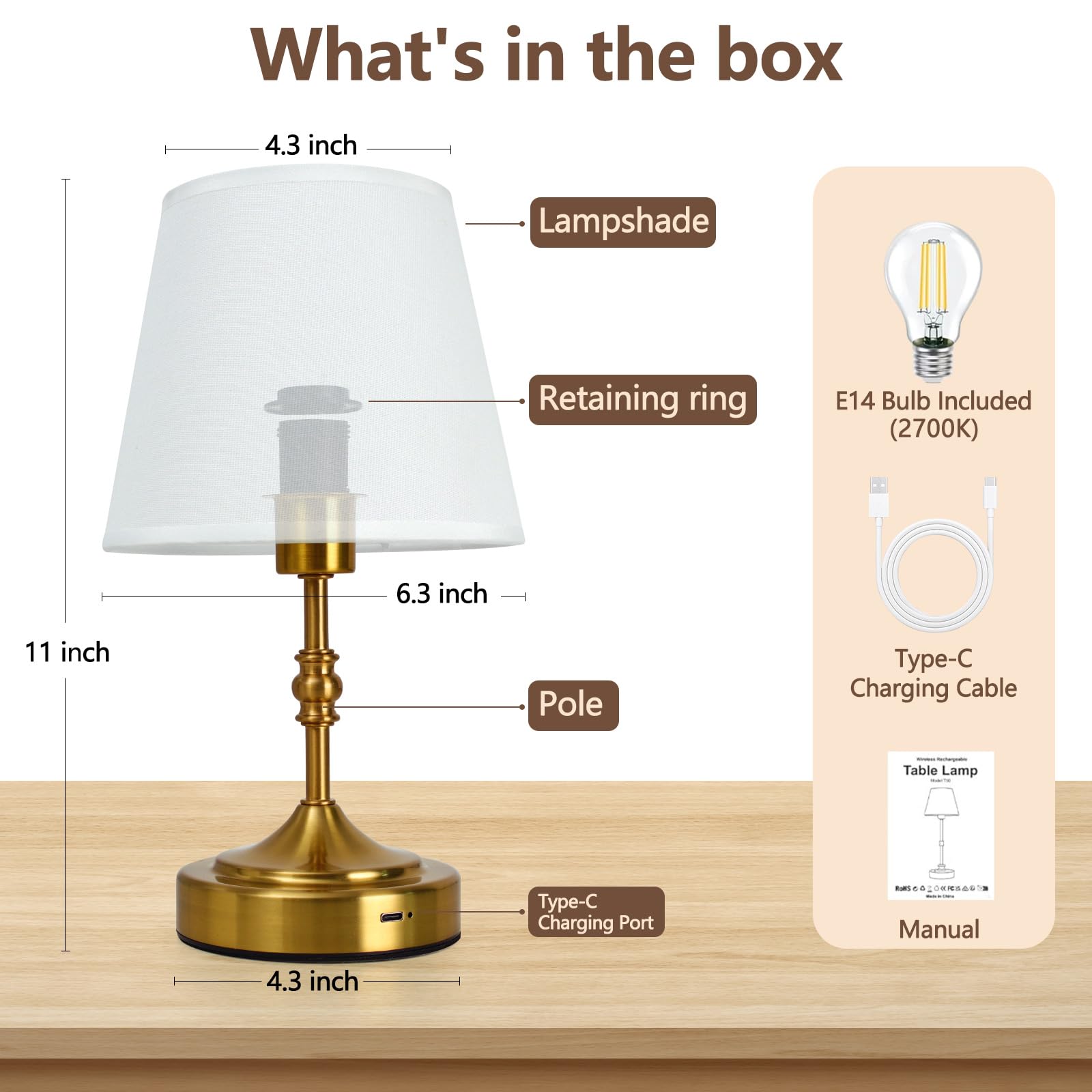 Mobeyu Cordless Table Lamps 2-Pack, Rechargeable Battery Operated Lamp With 5000Mah, Touch Control, 3-Level Dimmable Led Light, Portable Bedside Lamp For Bedroom, Living Room, Bar, And Dining Table