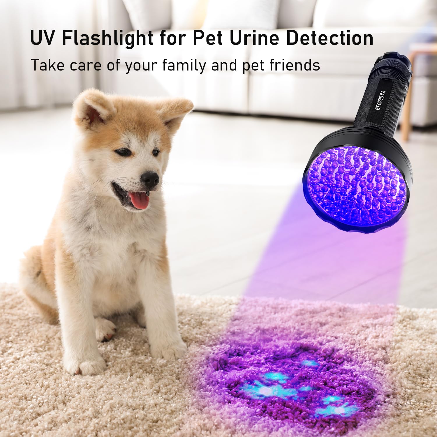 Glossday Blacklight Flashlight,128 Led Uv Flashlights,  Bright Ultraviolet Flashlight Professional Black Light For Dog/Cat, Hunting Scorpions
