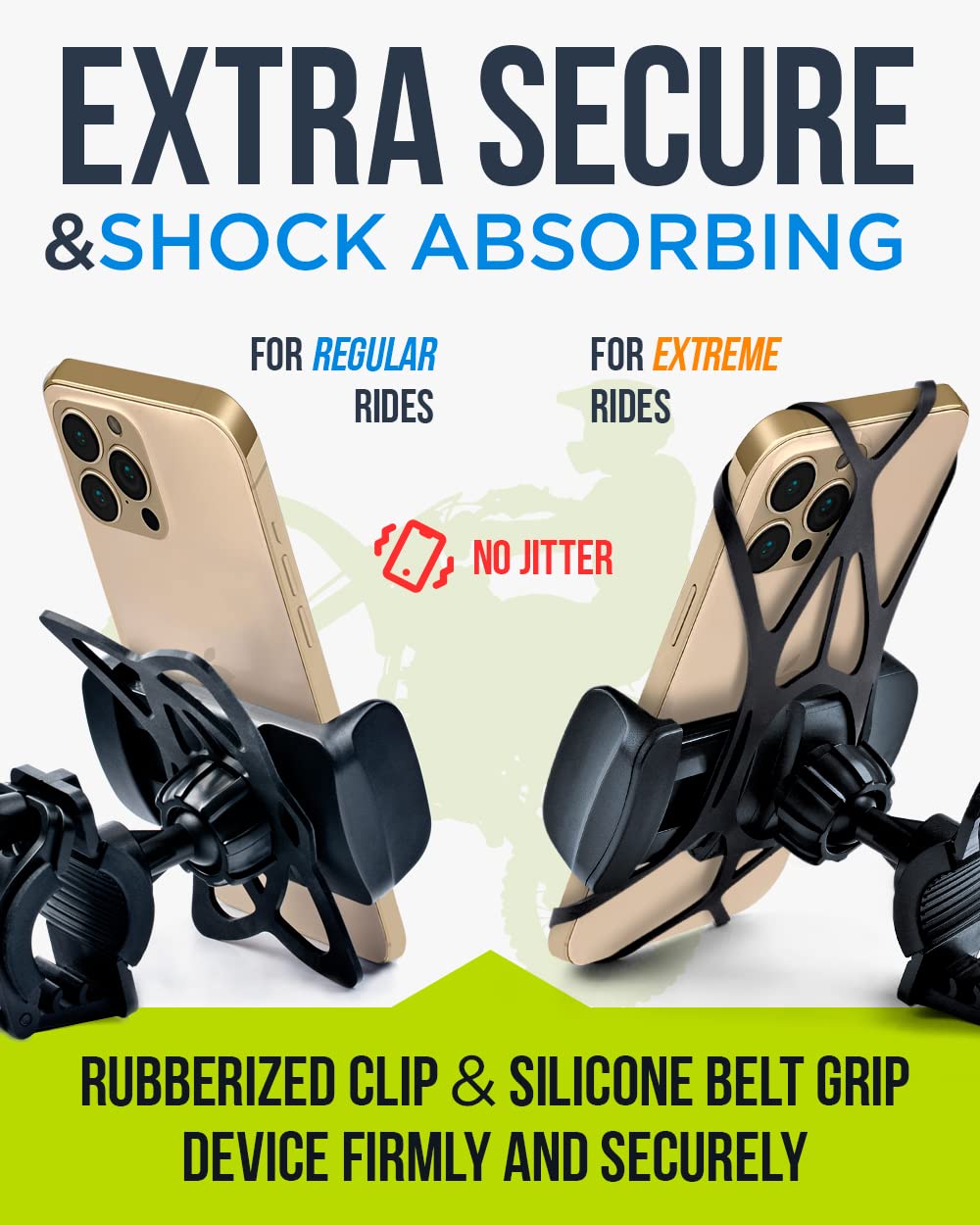 Caw.Car Accessories Bike & Motorcycle Phone Mount - For Iphone 14 Pro (13, 12, Se, Plus/Max), Galaxy S22 Or Any Cell Phone - Universal Handlebar Holder For Atv, Bicycle & Motorbike. +100 To Safeness & Comfort