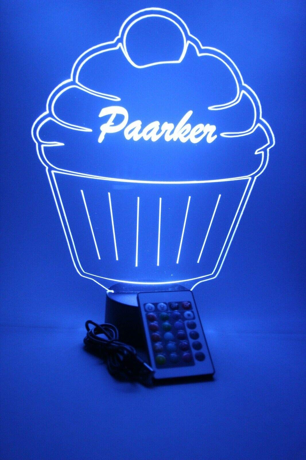 Mirror Mania Cake Light Up Lamp Led Personalized Desk Light Engraved Delicious Cup Cake With Cherry Table Lamp - It'S Wow, With Remote, 16 Color Options, Dimmer, Engraved, Great