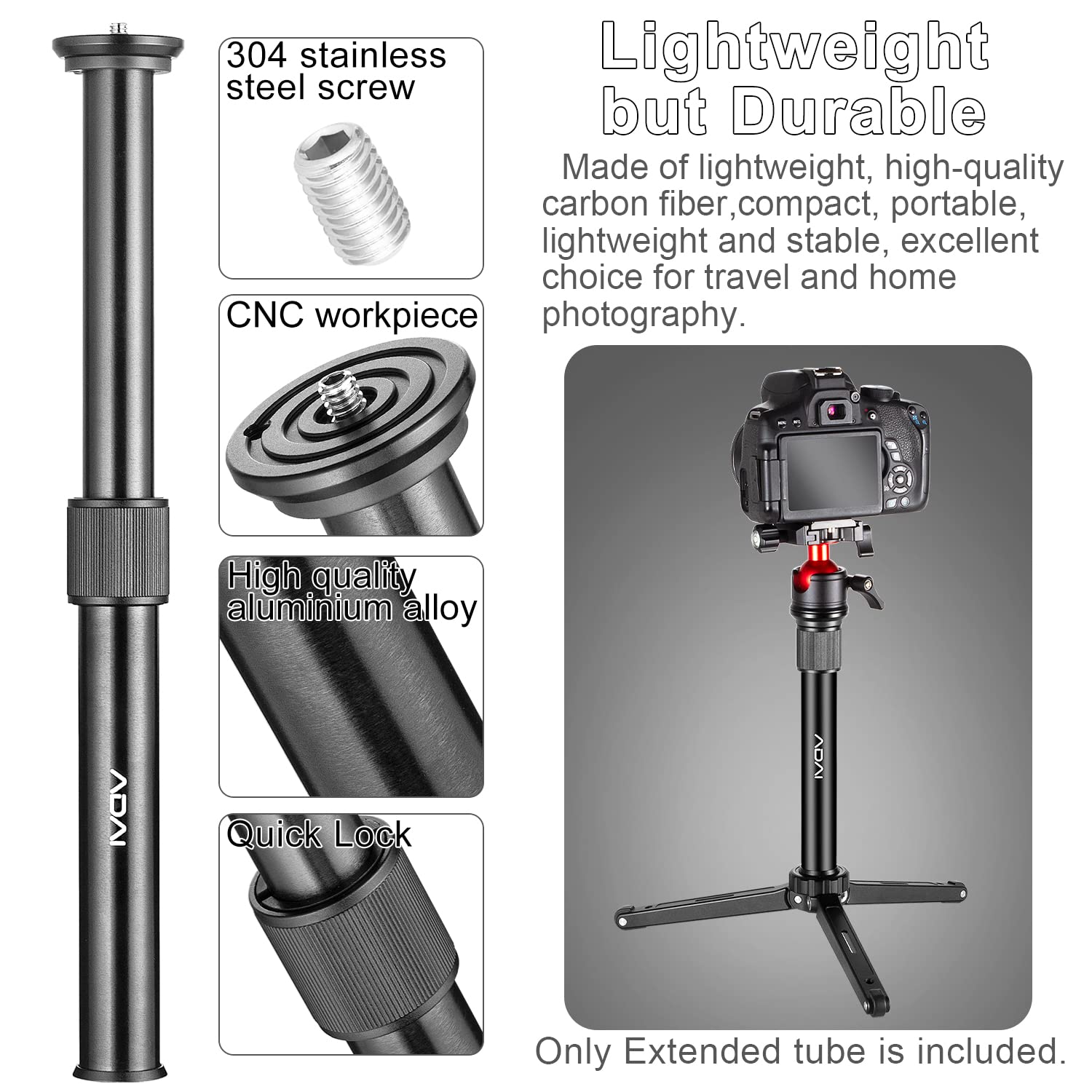 Adai Gimbal Extension Pole Aluminum Alloy Bar 1/4" Universal Rod Compatible With Dji Ronin S,Ronin Sc,Osmo Mobile 3, Om 4,Zhiyun Crane 2 V2 Stabilizer Dslr Camera